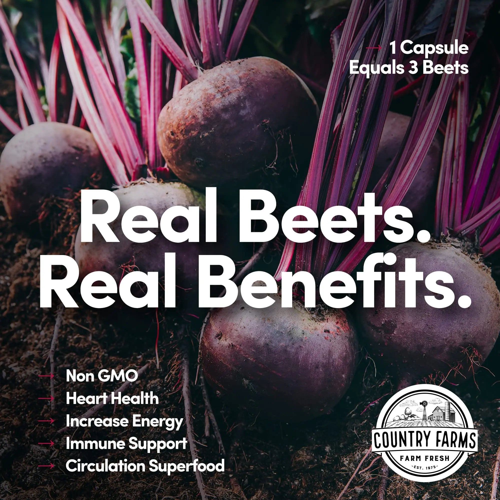 COUNTRY FARMS Bountiful Beets Root Capsules, Wholefood Beet Extract Superfood COUNTRY FARMS Au supplements