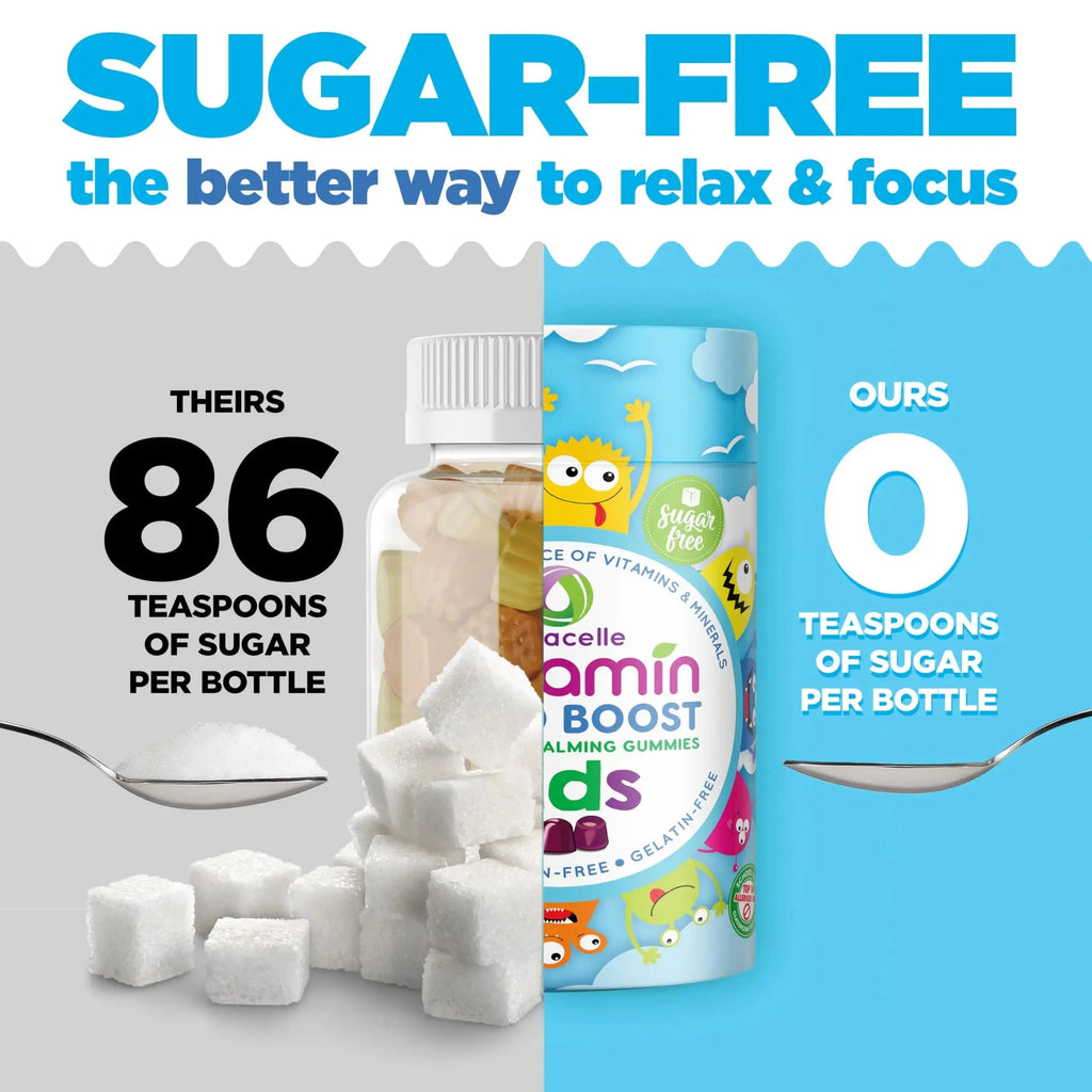 NUTRAMIN Kids Mood Boost Vegan Vitamin Gummy: Calming Magnesium Citrate Supplement for Children with Ashwagandha & Vitamin B Complex to Relax & Focus Nutracelle Au supplements