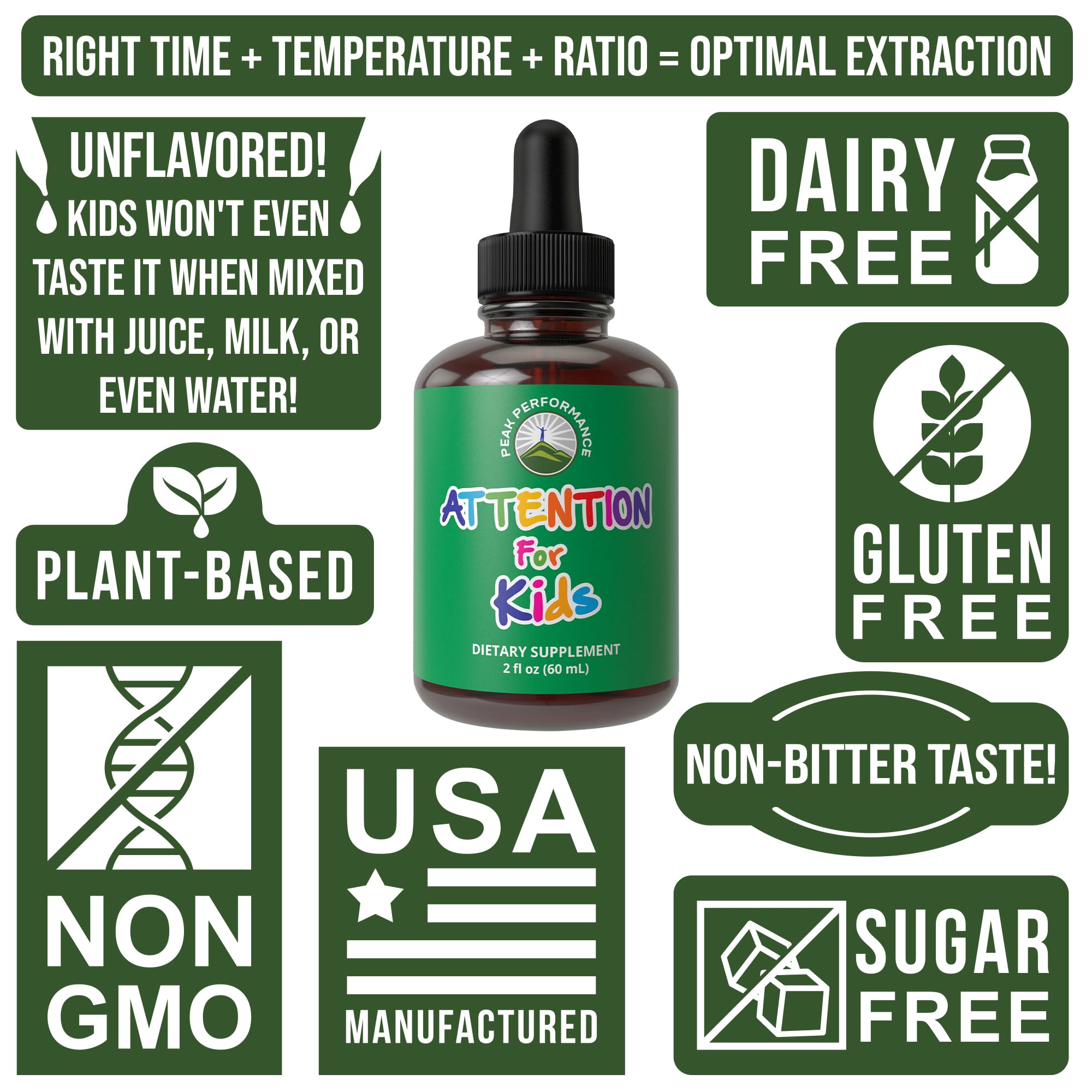 Kids Focus Drops. Attention Deficit Liquid Supplement for Concentration, Attention, Brain, Memory. No Bitter Taste. Natural Non-Habit Forming Sugar Free 7-in-1 Vegan Nootropic for Children, Teenagers Peak Performance Au supplements