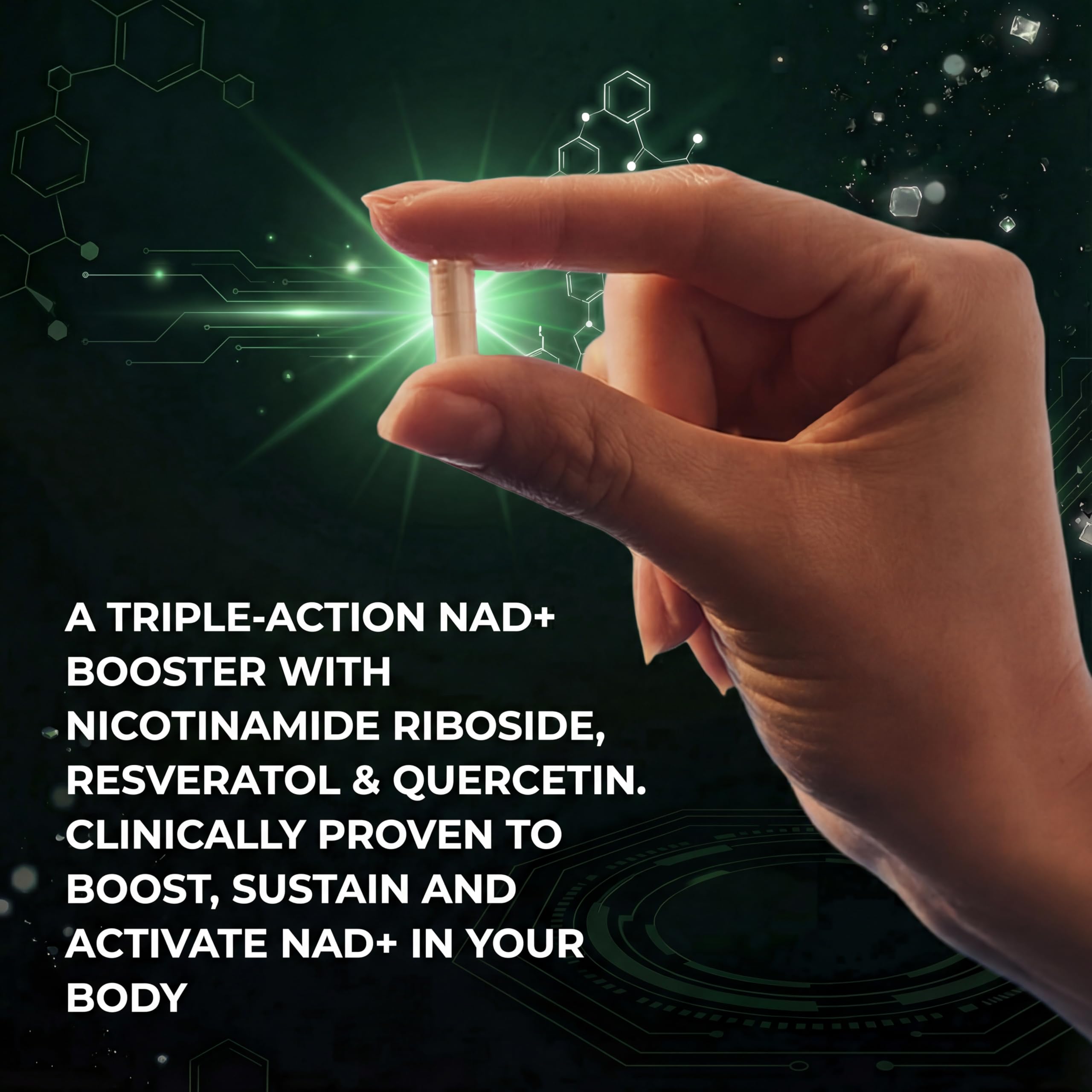 VivaThrive Advanced NAD+ Complex - NMNH Supplement Alternative - 50 Day Supply - Triple Action NAD+ Supplement - Nicotinamide Riboside - Resveratrol - Quercetin - Third-Party Tested - Made in USA VivaThrive Au supplements