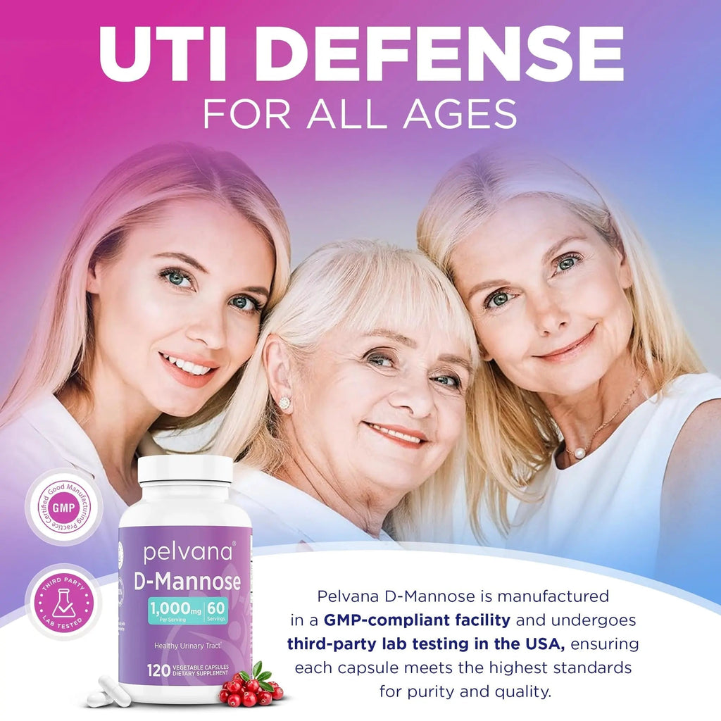 Pelvana D-Mannose 120 Capsules (500mg Each) – 1000mg per Serving – Assists & Maintains Healthy Urinary Tract, Flushes Impurities, Pure Ingredients, Gluten-Free – Third-Party Lab Tested, Made in USA Pelvana Au supplements