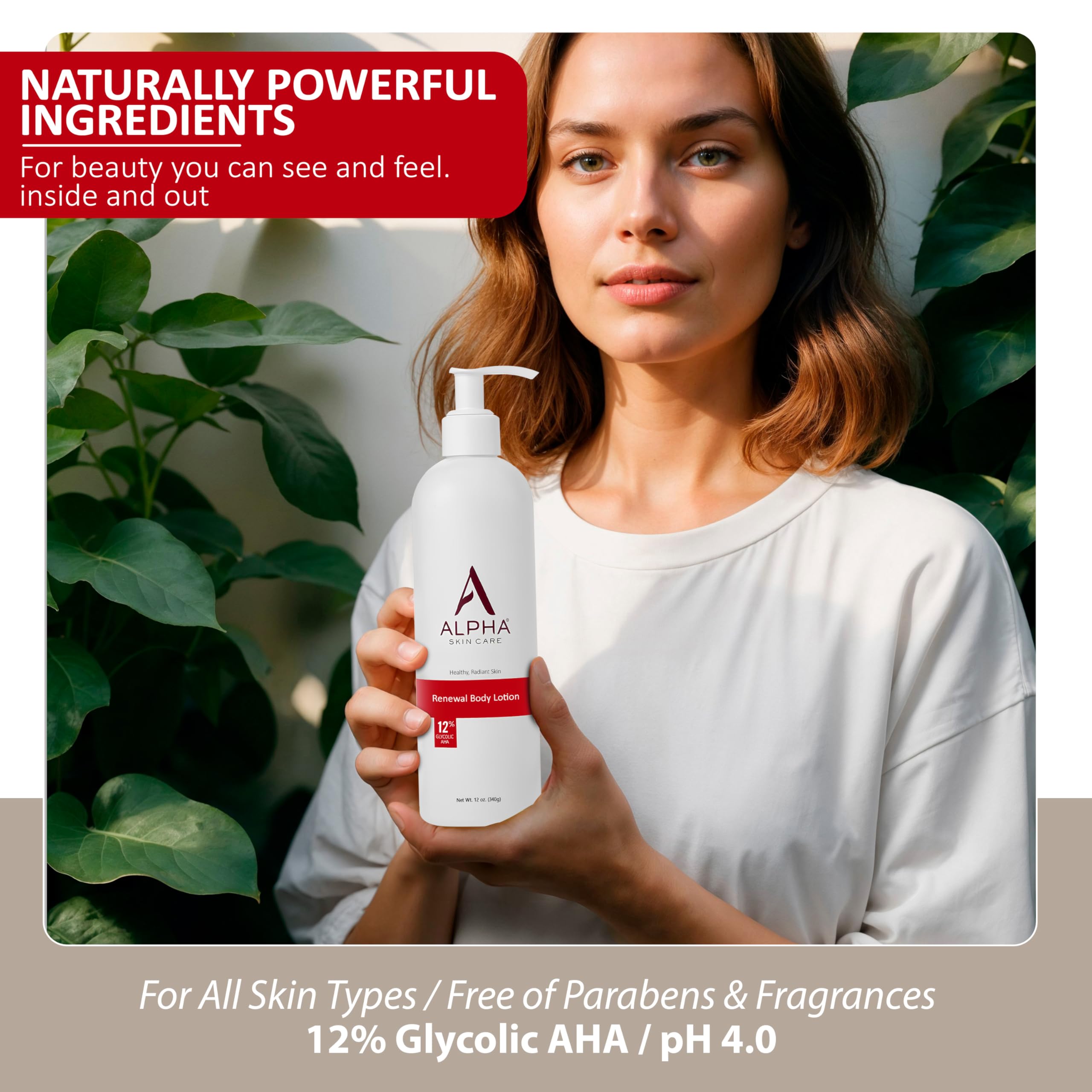Alpha Skin Care Revitalizing Body Lotion, 12% Glycolic AHA, Simple & Effective Daily Moisturizer with Alpha Hydroxy Acid