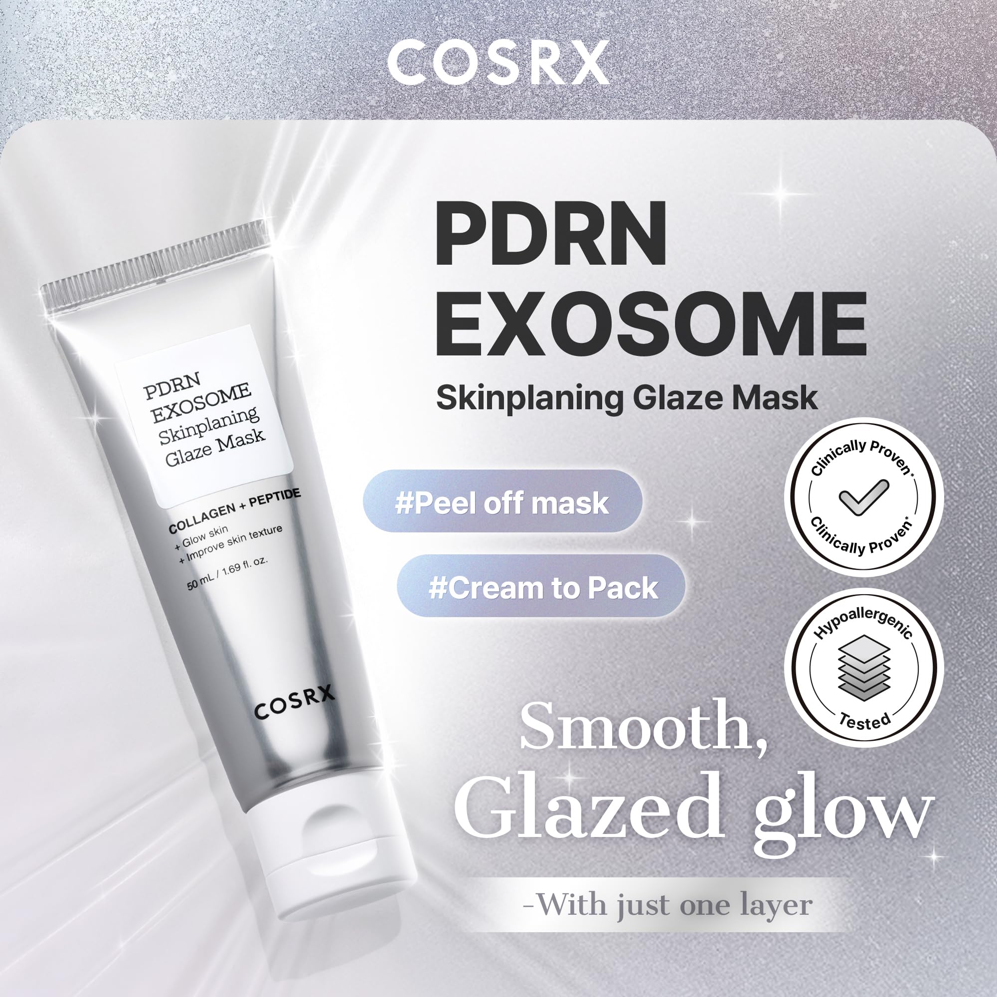 COSRX PDRN EXOSOME Glaze Wrapping Mask with SALMON DNA PDRN, Easy Peel-Off Overnight Mask for Glass Skin, Firmness