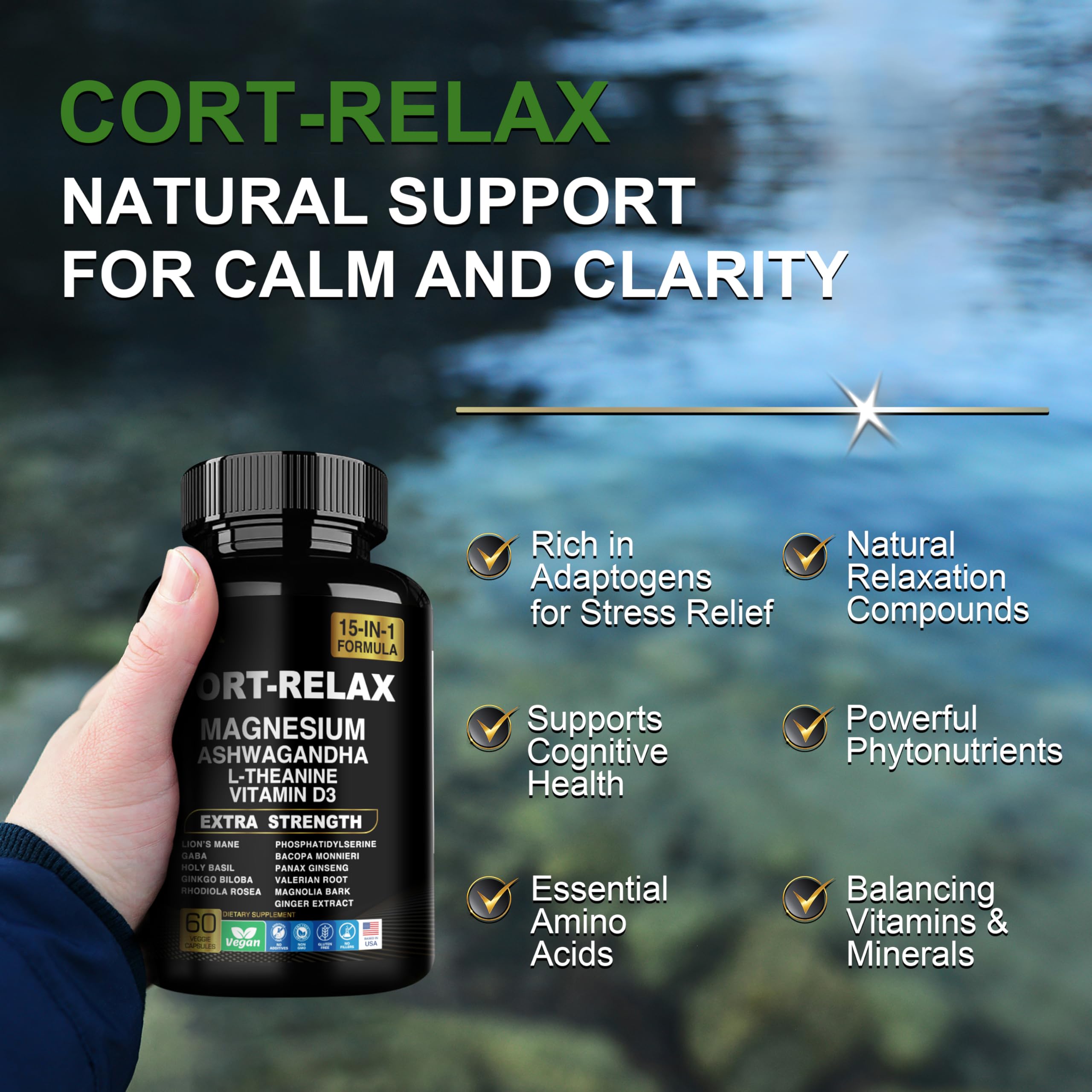 DLNIA Super Calm Cortisol Supplement with Magnesium Glycinate, Ashwagandha KSM-66, L-Theanine, Phosphatidylserine, Ginkgo Biloba & Lions Mane for Calm, Focus, Mental Clarity, Relaxation, Sleep, Energy DLNIA Au supplements
