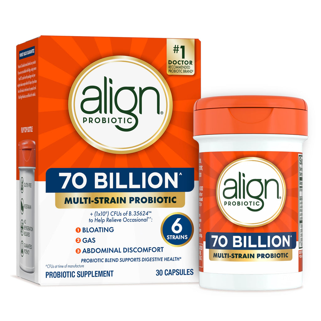 Align Probiotic, 70 Billion CFU, 6 Strain Blend, Probiotics for Women and Men, Daily Probiotics for Digestive Health, Helps Relieve Occasional Bloating & Gas 30 Capsules Align Au supplements