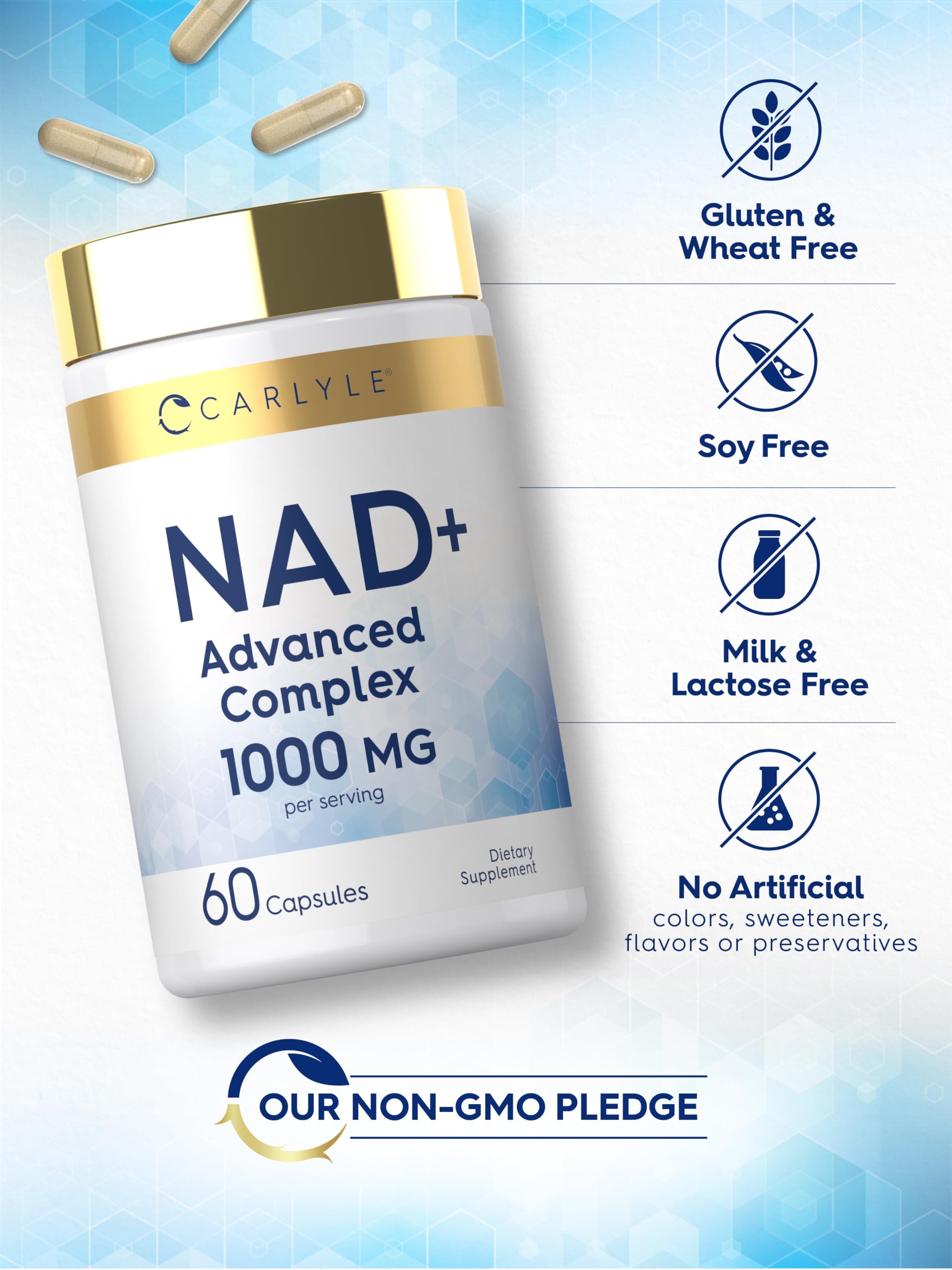 Carlyle NAD+ Supplement 1000 mg | 60 Capsules | with Resveratrol and Collagen | Advanced Complex for Women and Men | Non-GMO & Gluten Free Carlyle Au supplements