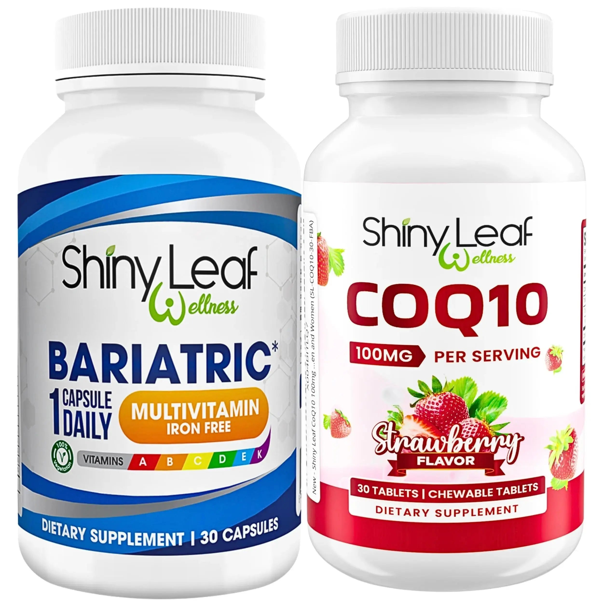 Bariatric Multivitamin Iron-Free One Capsule Per Day and CoQ10 100mg Supplement for Brain Health and Energy Management for Women and Men - 1 Month Supply Shiny Leaf Au supplements