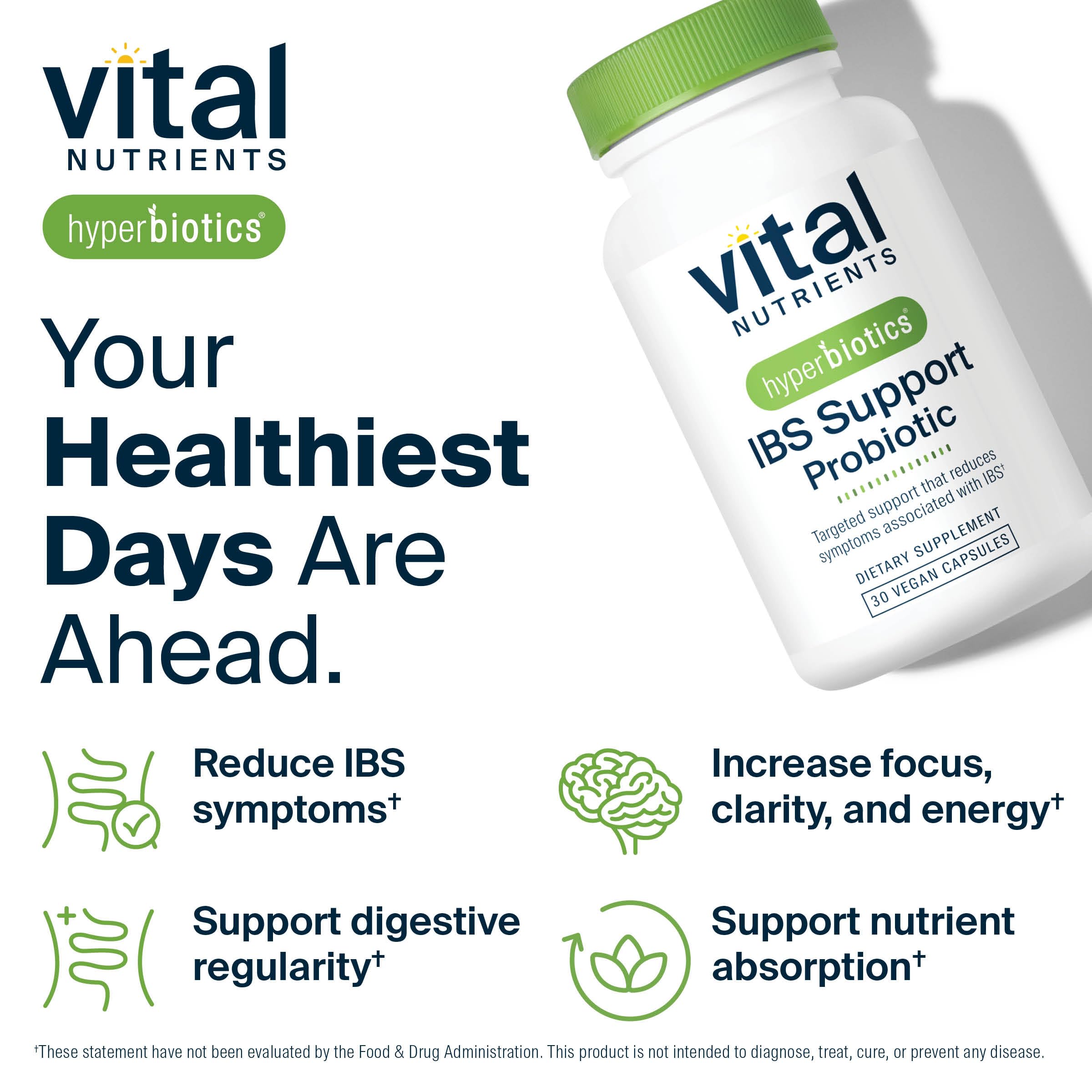 Hyperbiotics Vital Nutrients IBS Probiotic | Reduce Symptoms of IBS* | Clinically Studied Vegan probiotic for IBS Relief from Bloating, Gas, Diarrhea, & Abdominal Discomfort* | 30 Capsules Hyperbiotics Au supplements