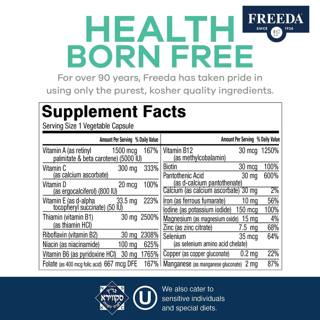 FREEDA Multivitamin One Daily – Quintabs-M with Iron – Kosher Multi Vitamins Supplements for Women Health - Multivitamins for Women & Iron FREEDA Au supplements