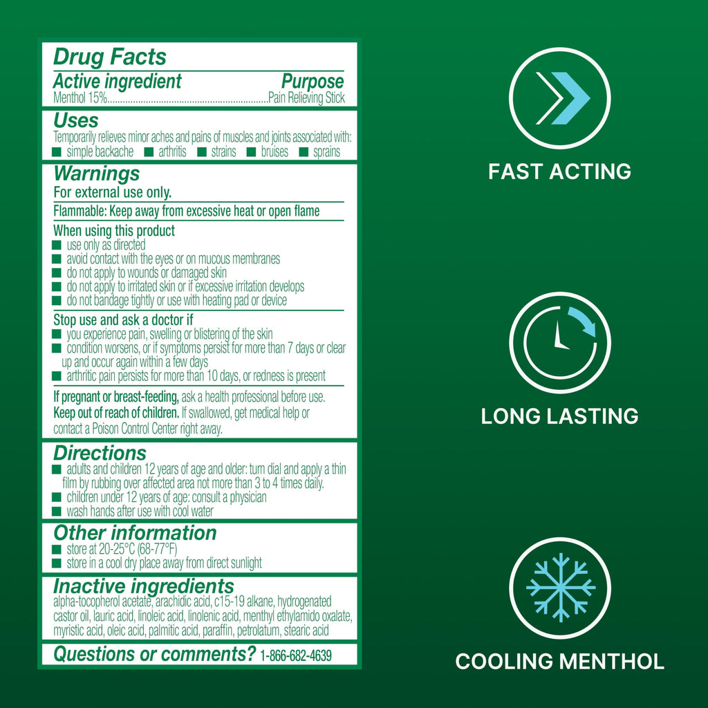 Biofreeze Dry Stick, Mess-Free Relief for Neck, Shoulder, Knee, Hip, Hand & Joint, Cooling Menthol Pain Relief Stick, Up to 100 Uses Biofreeze Au supplements