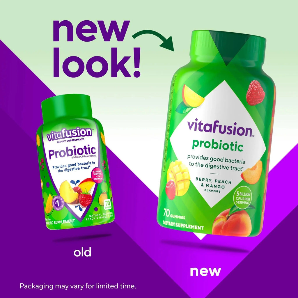 vitafusion Probiotic Gummy Supplements, Raspberry, Peach and Mango Flavors, Probiotic Nutritional Supplements With 5 Billion CFUs Vitafusion Au supplements