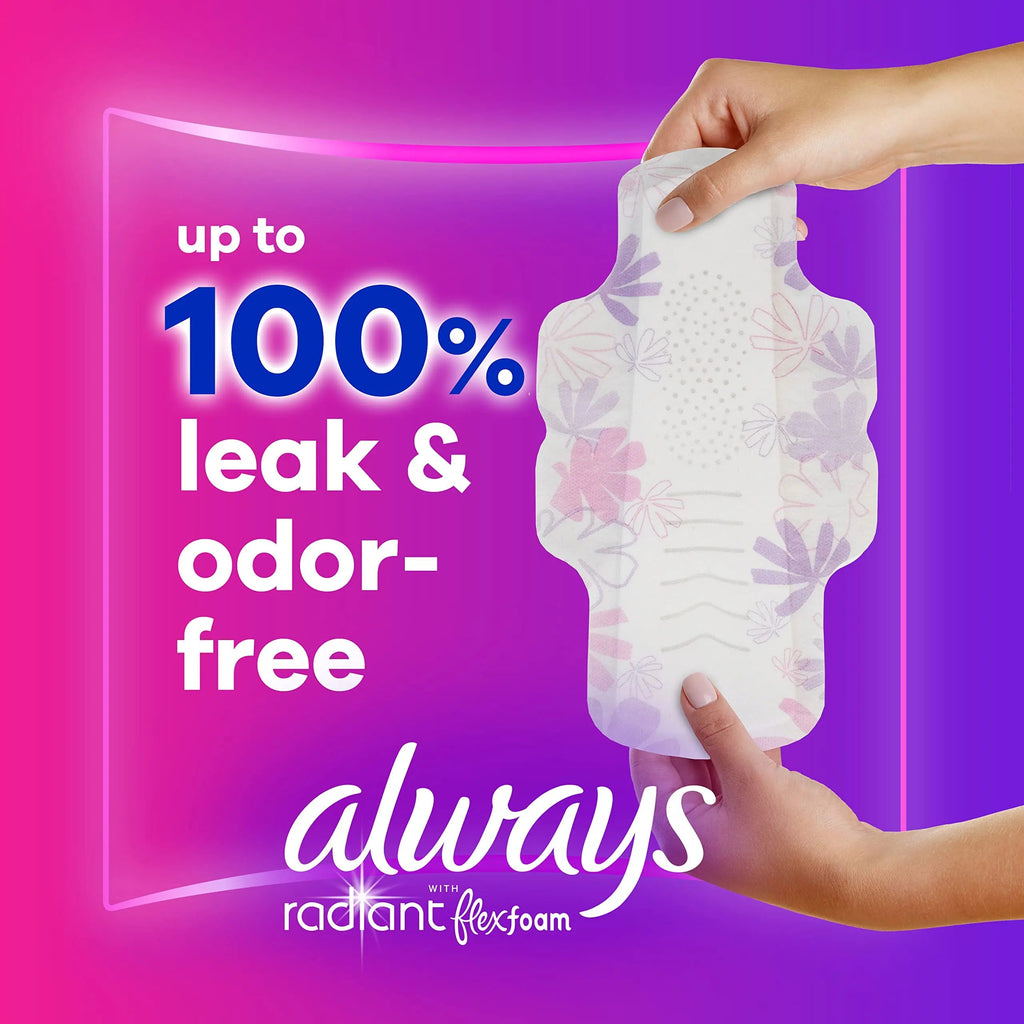 Always Radiant Feminine Pads For Women, Size 3 Extra Heavy Absorbency, With Flexfoam Always Au supplements