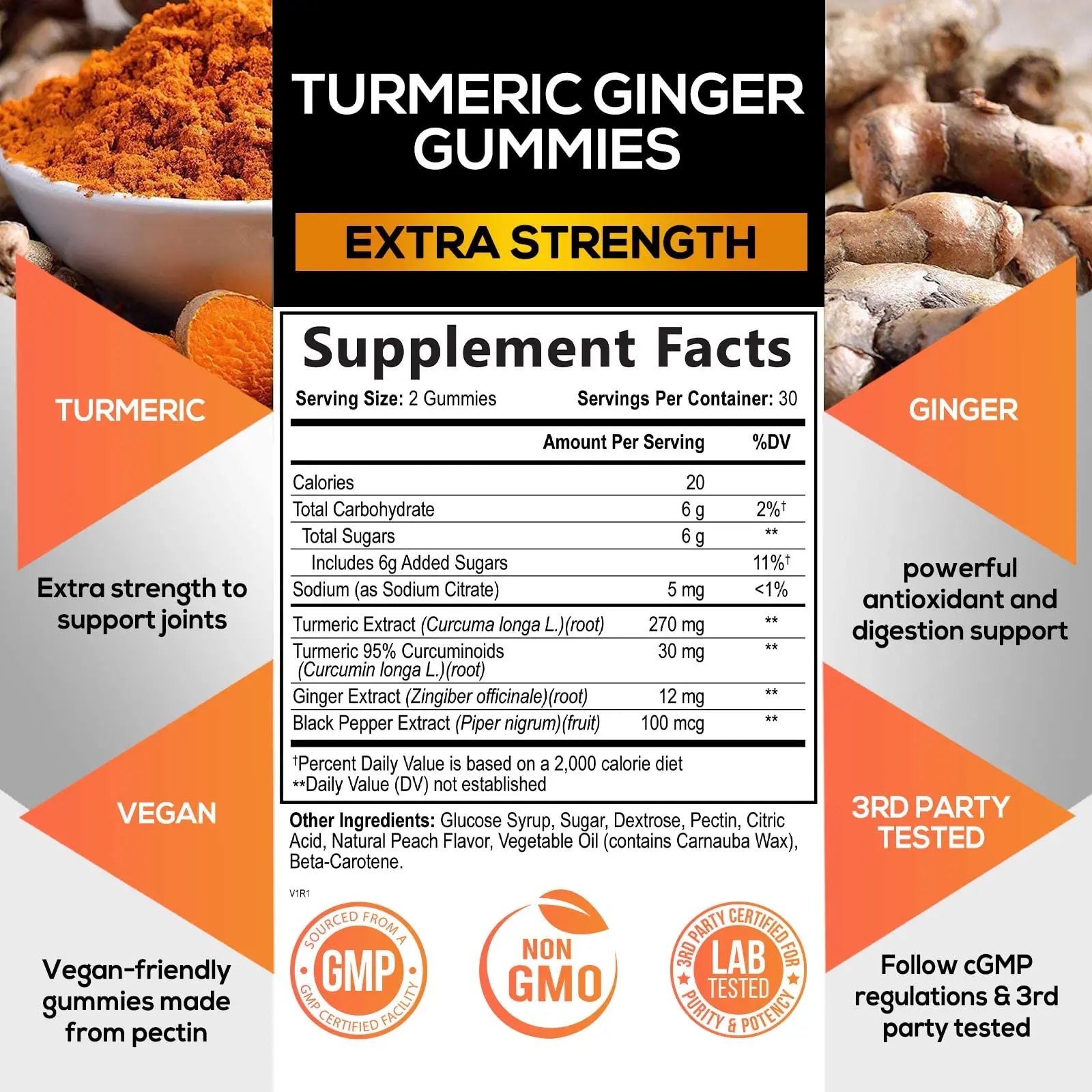 Turmeric Ginger Gummies - Vegan Turmeric Curcumin Gummy with 95% Curcuminoids Nature's Nutrition Au supplements