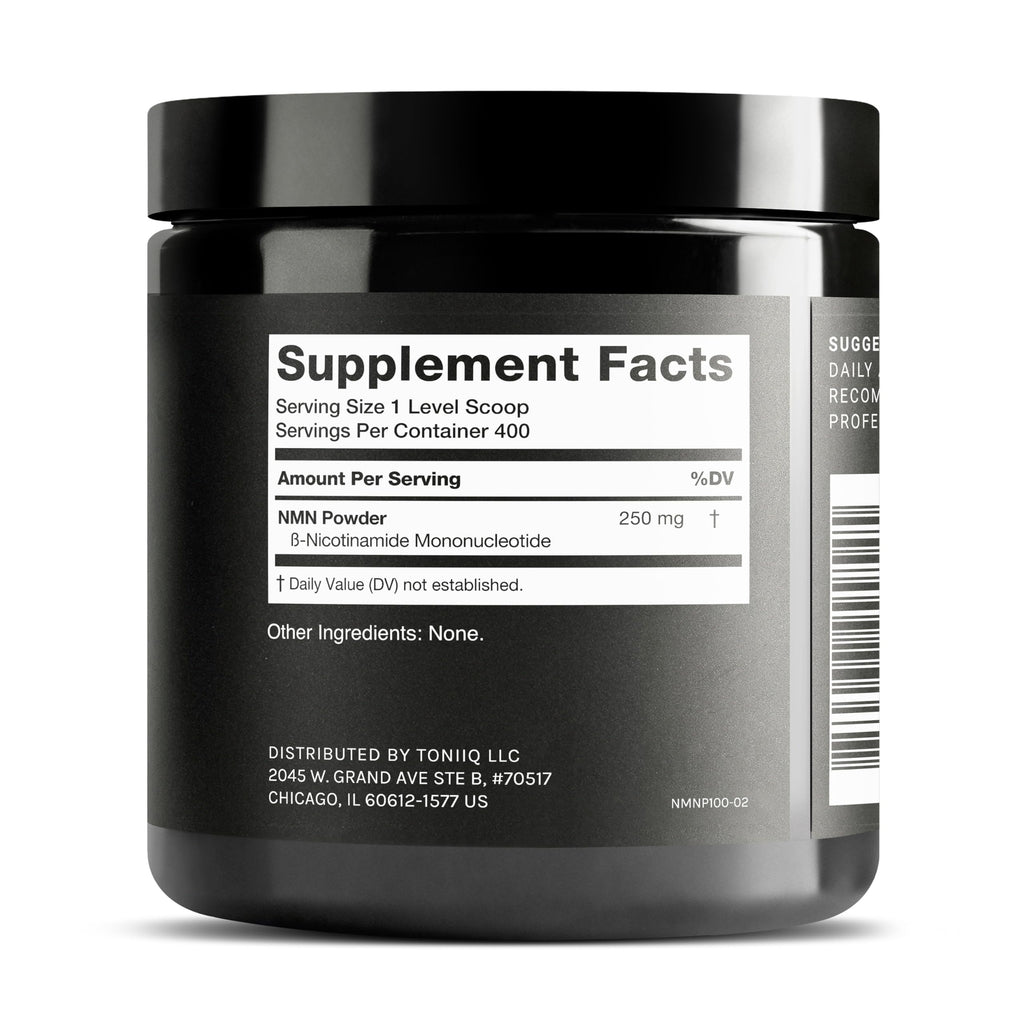 Toniiq Ultra High Purity NMN Powder - 100 Grams - 99.5% Highly Purified and Highly Bioavailable - Fully Stabilized Formula - Supports NAD+ Levels - Nicotinamide Mononucleotide Powder Supplement Toniiq Au supplements