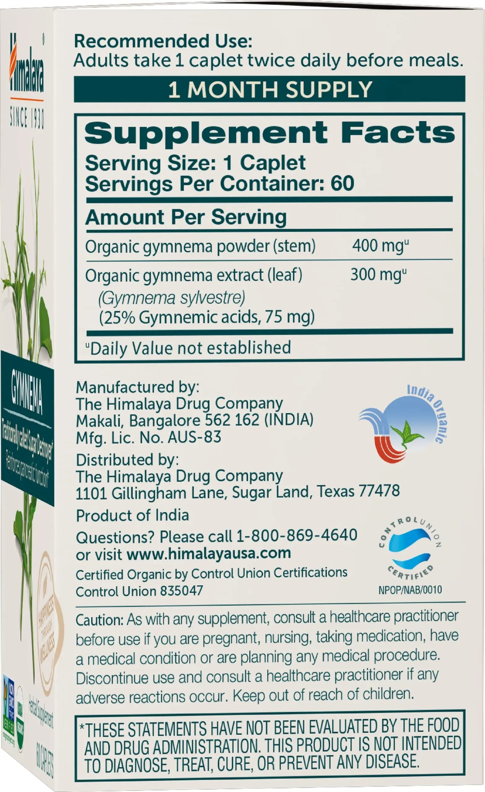 Himalaya Organic Gymnema Sylvestre for Glucose Metabolism, 700 mg Himalaya Au supplements