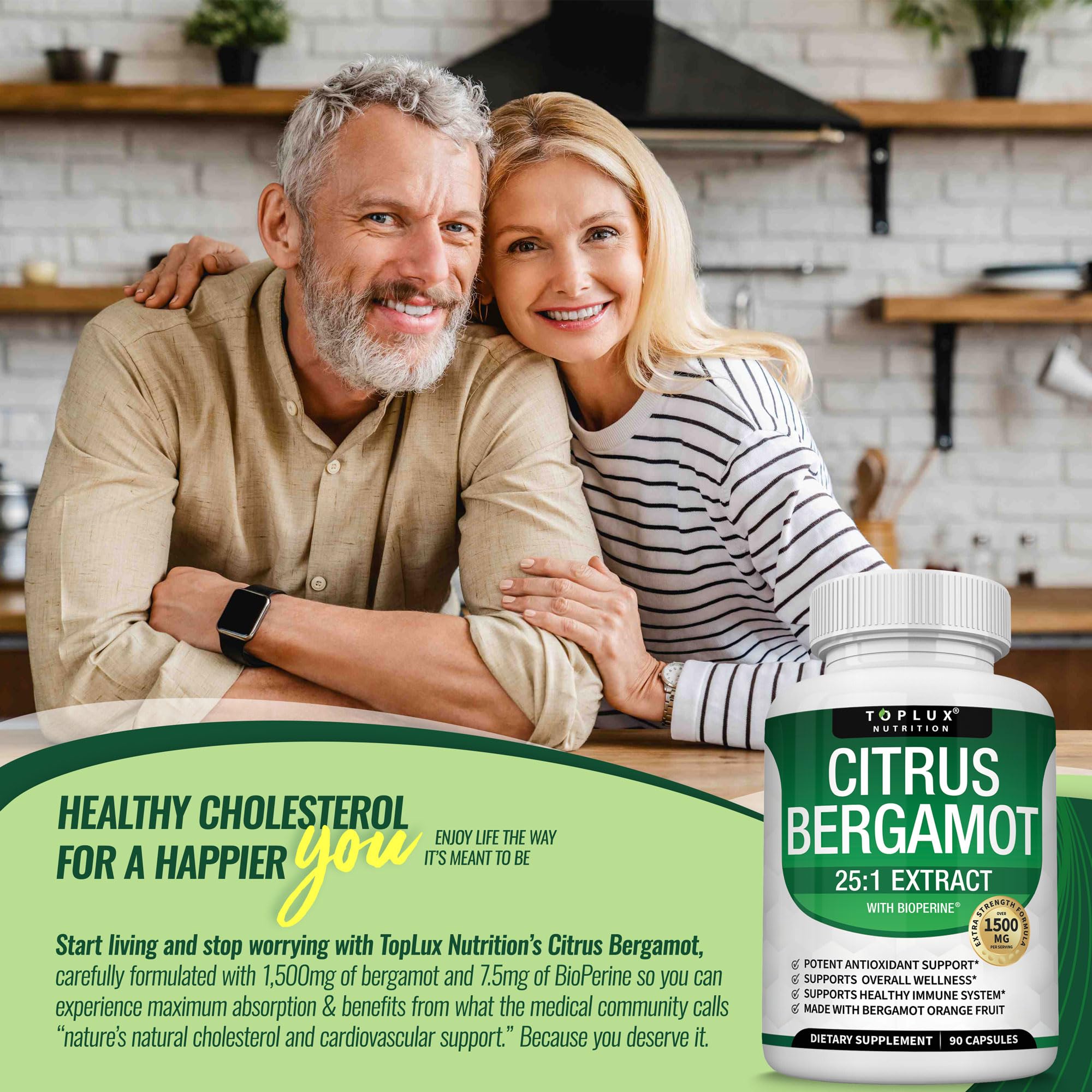 Citrus Bergamot Supplement 1500mg - 25:1 Bergamot Extract to Support Overall Health, Immune System, Potent Antioxidant High Absorption Natural