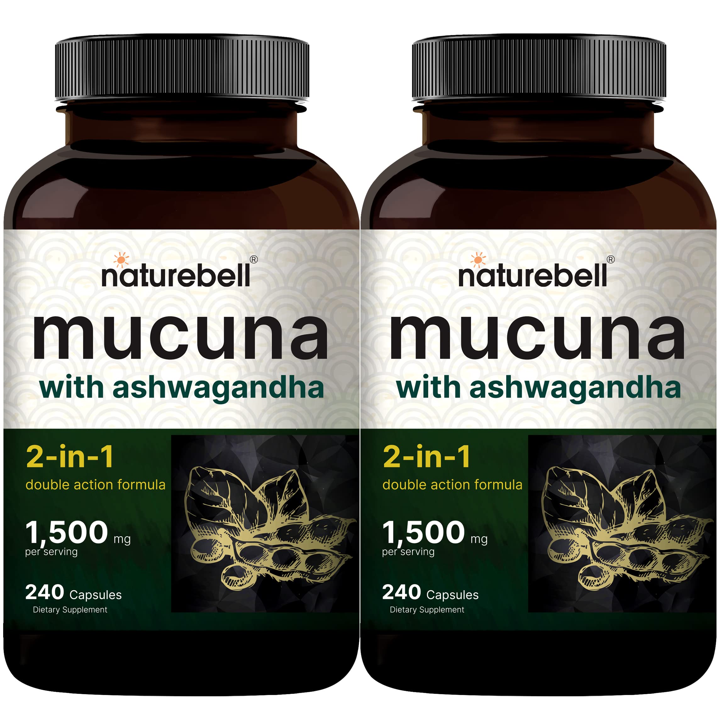 2 Pack NatureBell Mucuna Pruriens Capsules, 1500mg Per Serving, Made with Mucuna NatureBell Au supplements
