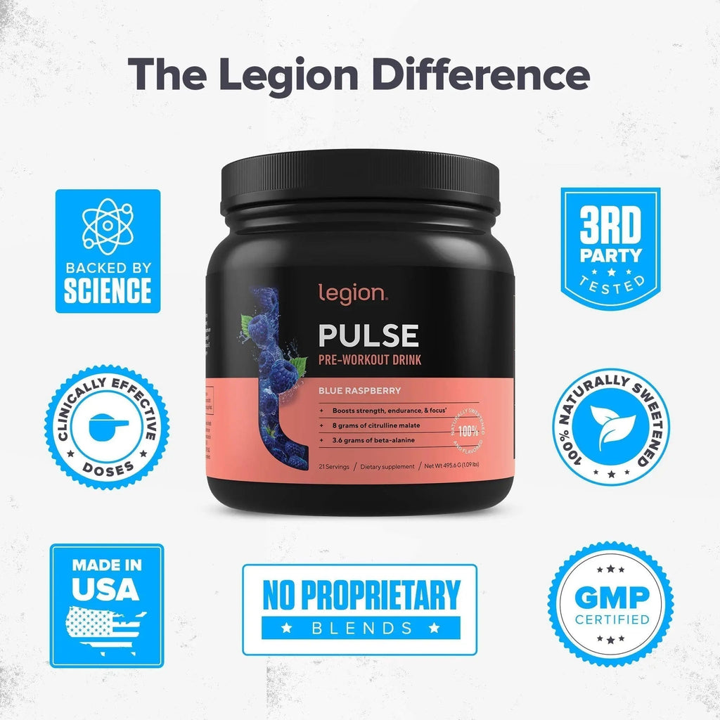 LEGION Pulse Pre Workout Supplement - All Natural Nitric Oxide Preworkout Drink LEGION Au supplements