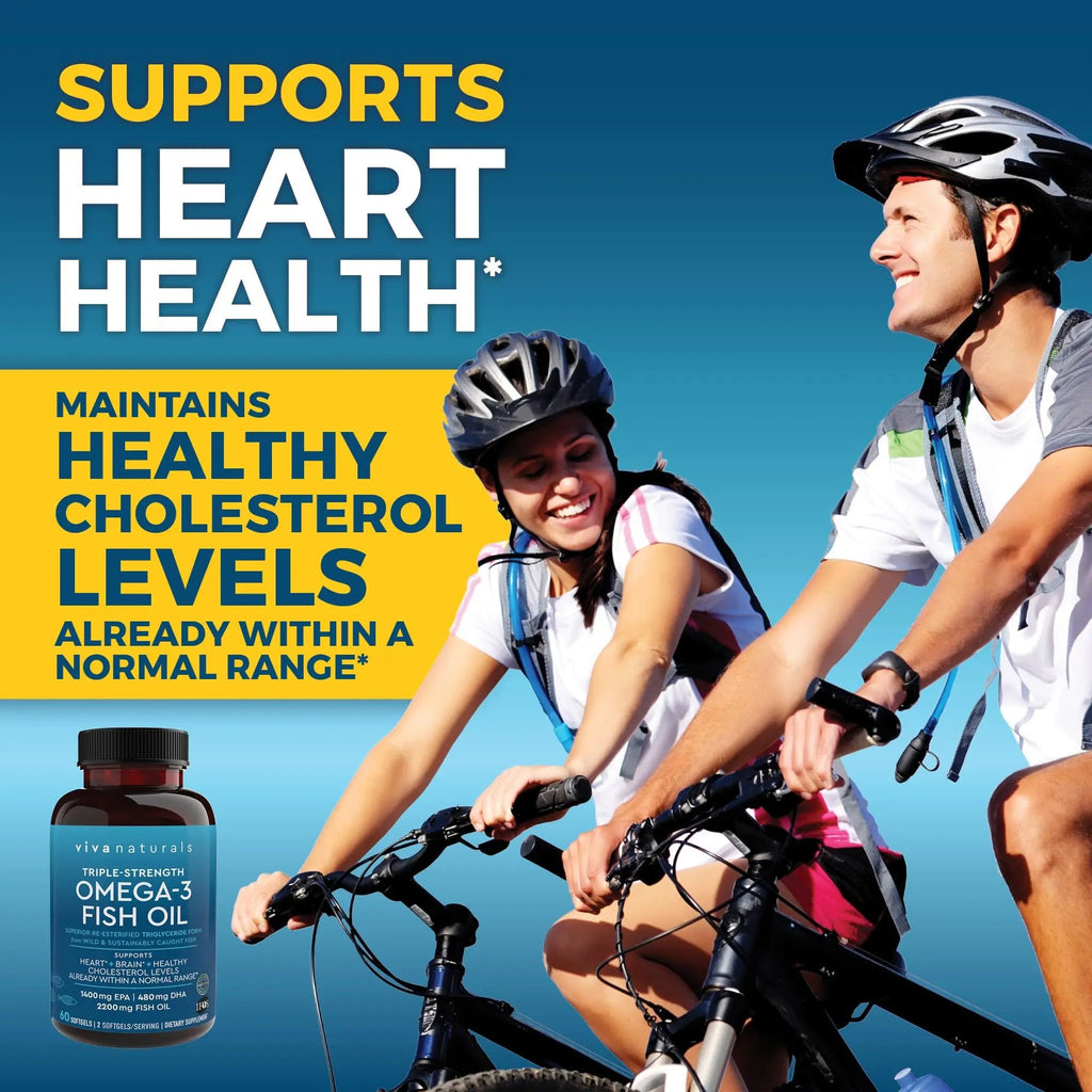 Viva Naturals Triple Strength Omega 3 Fish Oil Supplement - 2200 mg Wild Caught Viva Naturals Au supplements