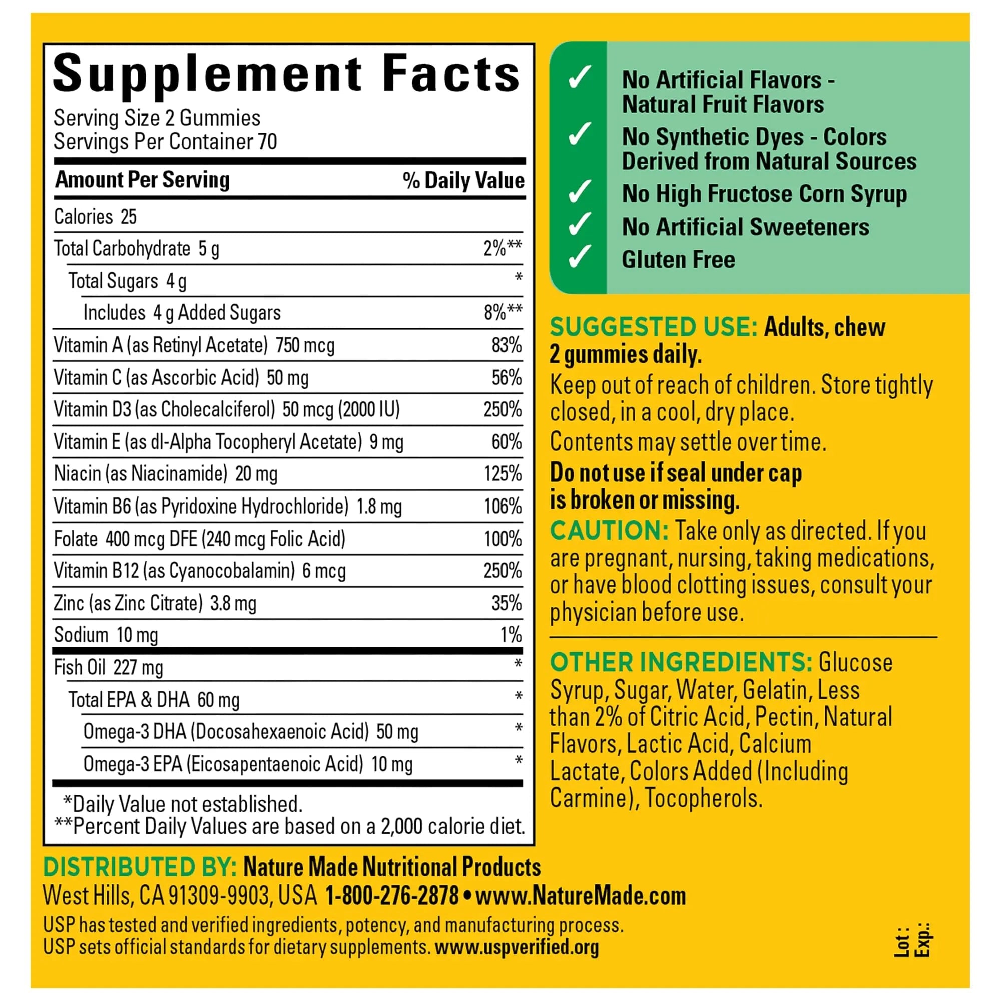 Nature Made Multivitamin + Omega-3, Multivitamin Gummies for Women and Men, Daily Nutritional Support, 140 Adult Gummy Vitamins Nature Made Au supplements