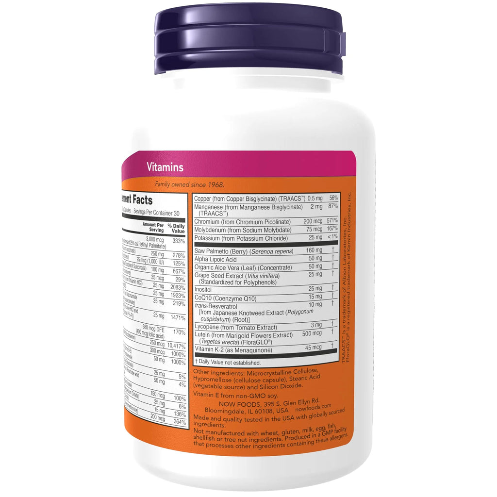 NOW Foods Supplements, ADAM™ Men's Multivitamin with Saw Palmetto, Lycopene, Alpha Lipoic Acid and CoQ10 NOW Foods Au supplements