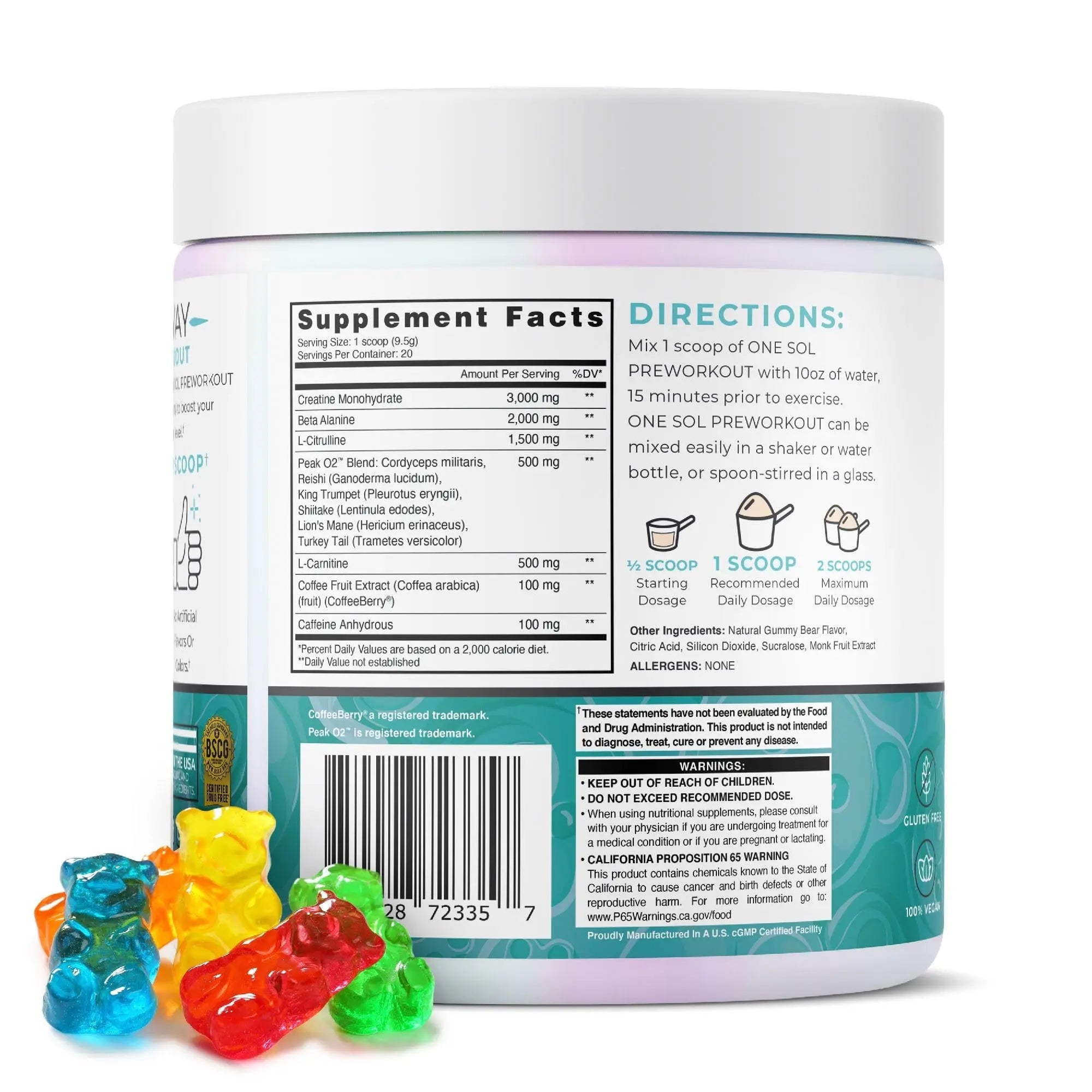 One Sol Pre-Workout for Women, Enhanced Pump & Focus, No Jitters Or Crash, Natural One Sol Au supplements