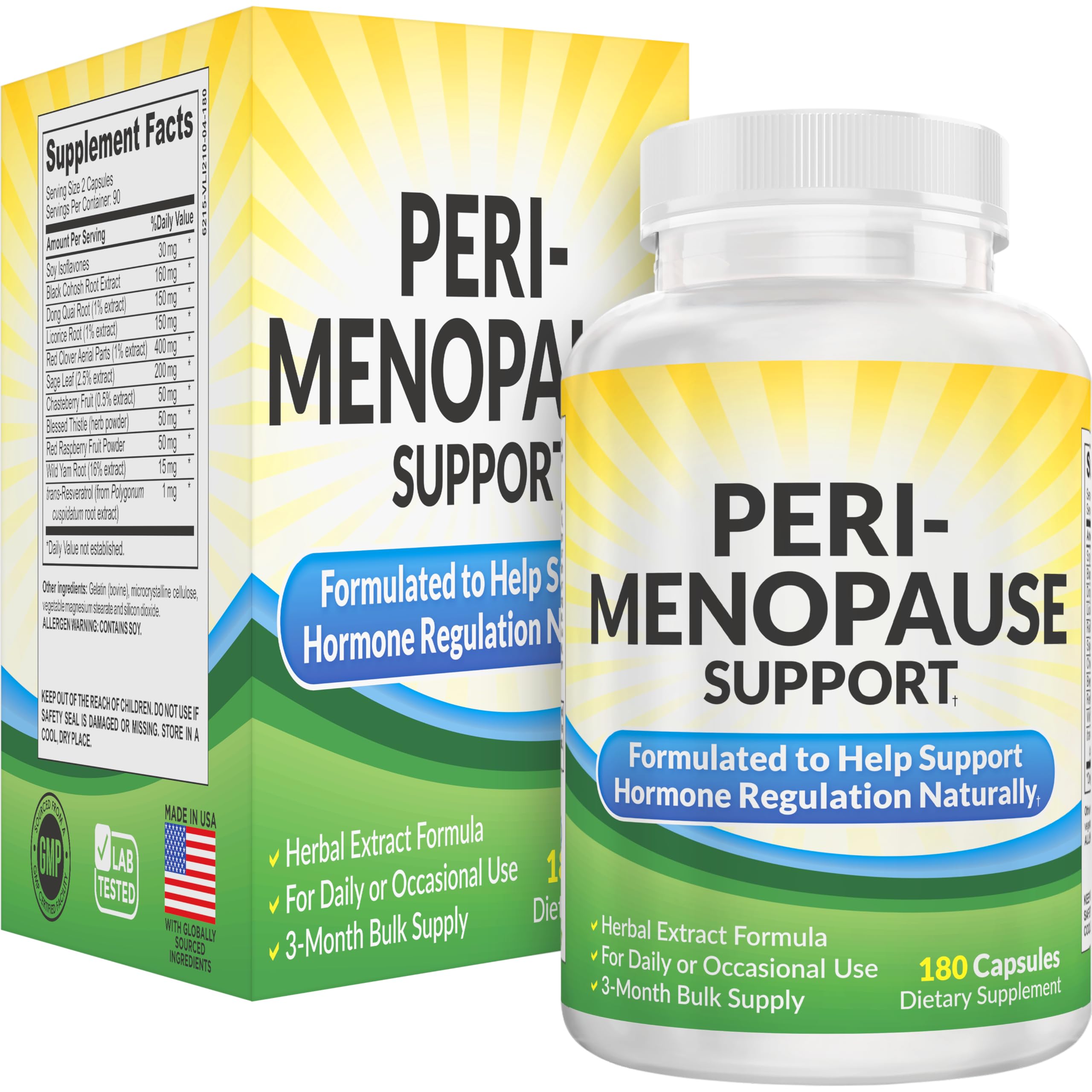 Perimenopause Support (3-Month) Supplement Blend | Women's Health & Hormone Support with 11 Herbs & Extracts | Female Hormonal Balance Supplements | 90-Day Bulk Supply | 180 Capsules Elevate Recovery Supplements Au supplements
