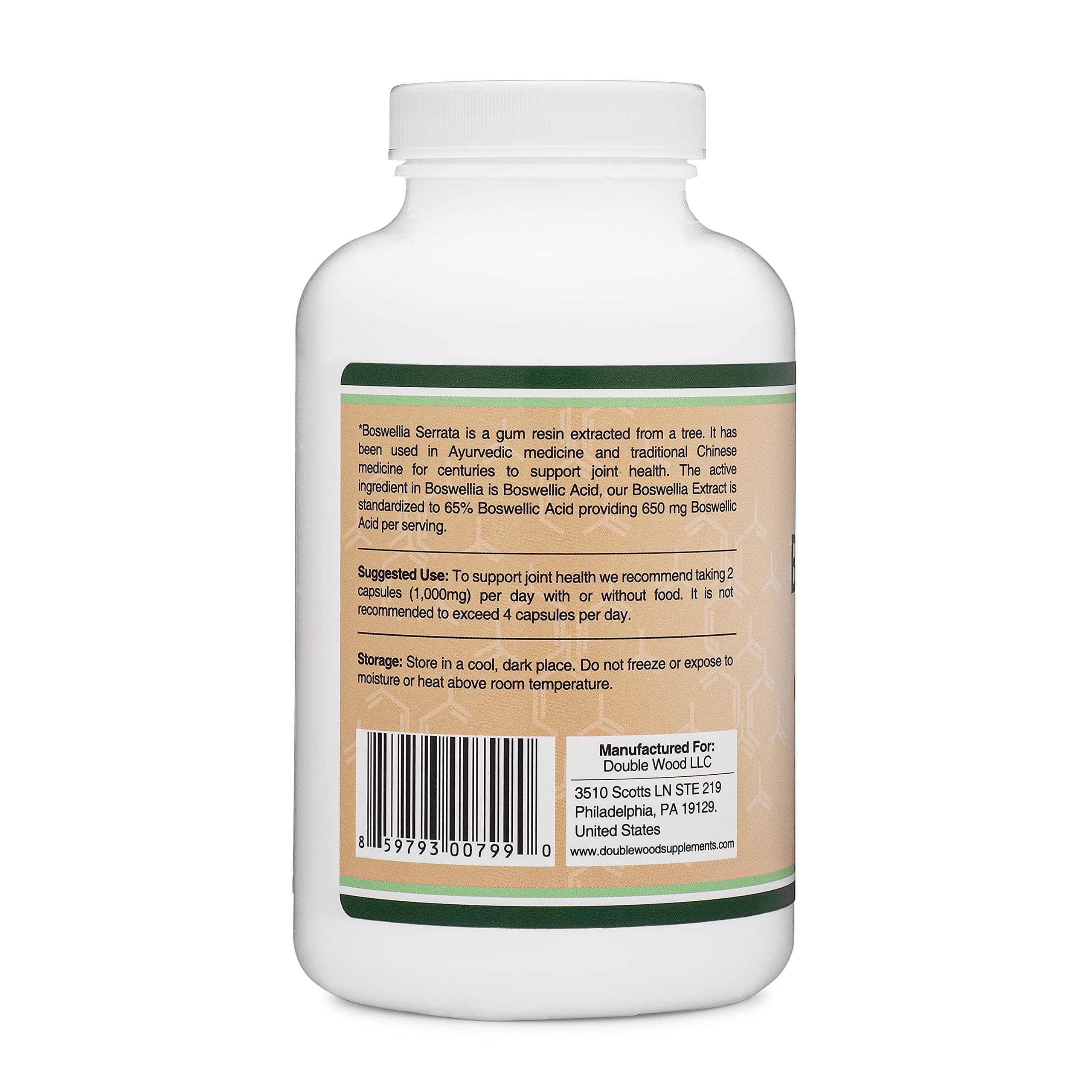 Boswellia Serrata - 240 Capsules (Max Strength 1,000mg of 65% Boswellic Acid Extract) Boswellia Extract Capsules (Joint Support Supplement for Joint Health) Third Party Tested by Double Wood Double Wood Supplements Au supplements