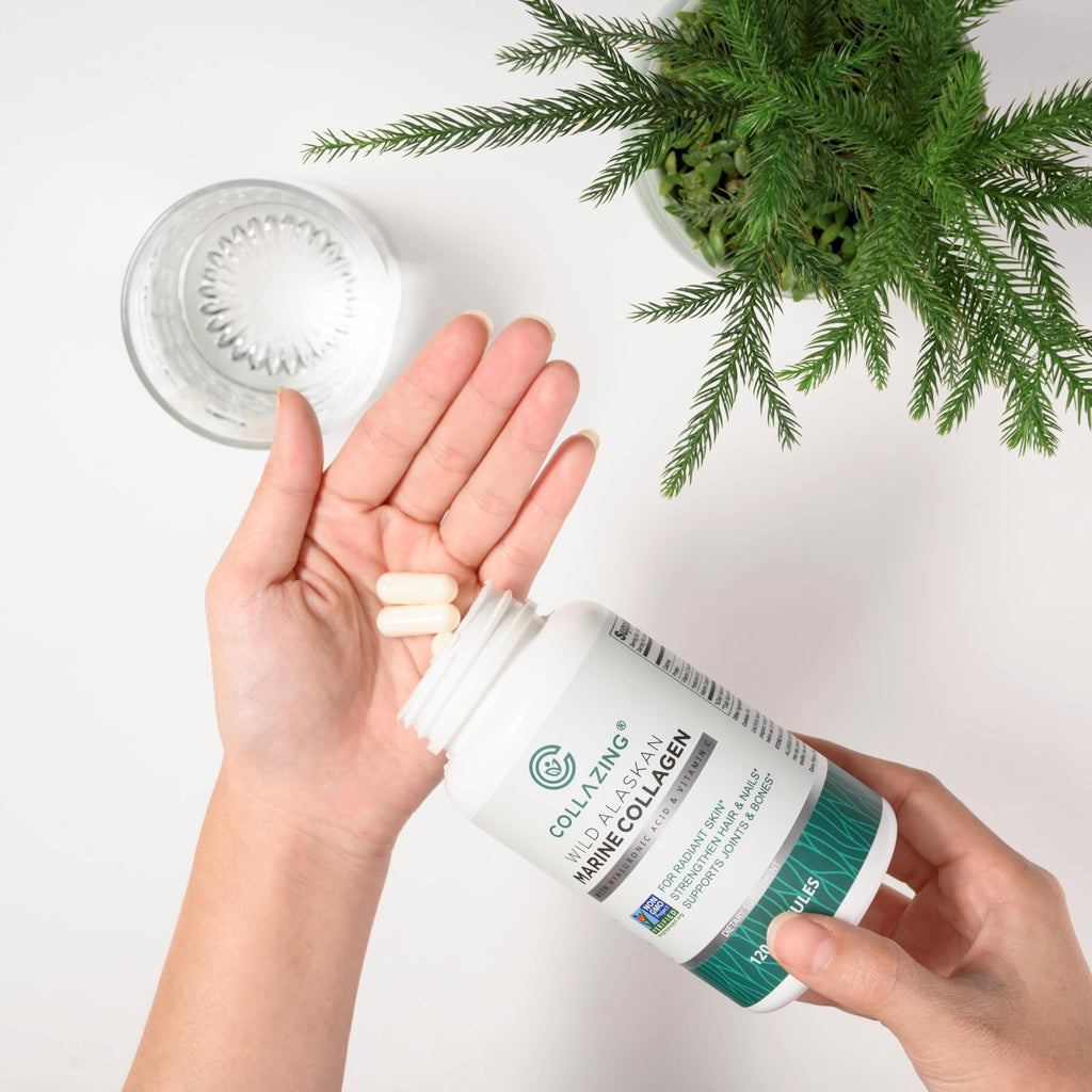 C COLLAZING - Alaskan Wild-Caught Marine Collagen Peptides with Hyaluronic Acid & Vitamin C - Supports Skin, Hair, Nails, Joints & Bones - Type 1 & 3 Collagen
