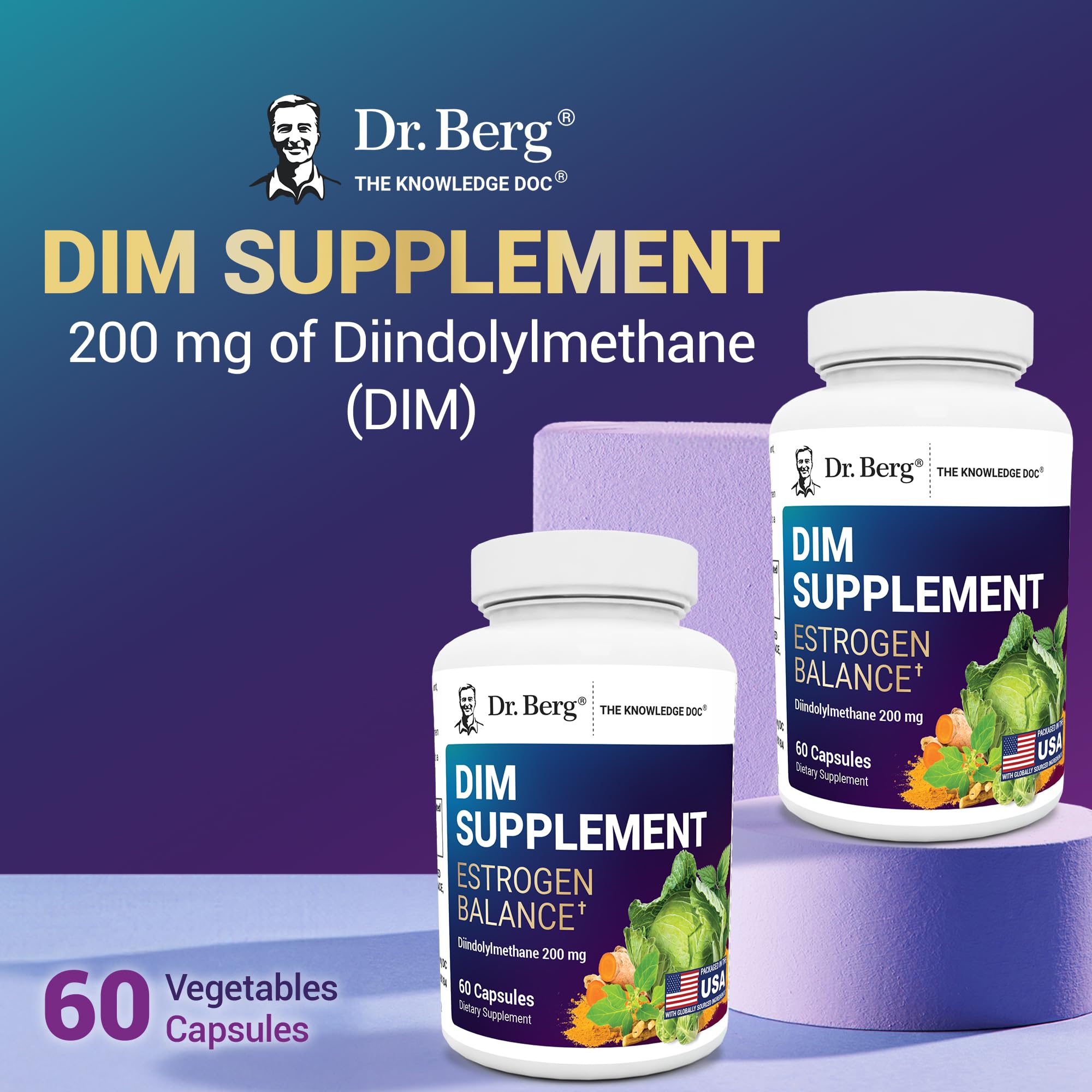 Dr. Berg DIM Supplement Estrogen Balance - Original Estrogen Supplement for Women with Diindolylmethane for Menstrual Symptoms & Menopause Relief & Black Pepper for Enhanced Absorption - 60 Capsules Dr. Berg Nutritionals Au supplements