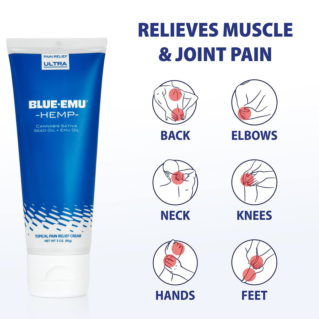 BLUE-EMU Ultra Hemp Arthritis Pain Relief Cream for Fast Joint & Muscle Relief, 3 Oz, 1 Pack BLUE-EMU Au supplements
