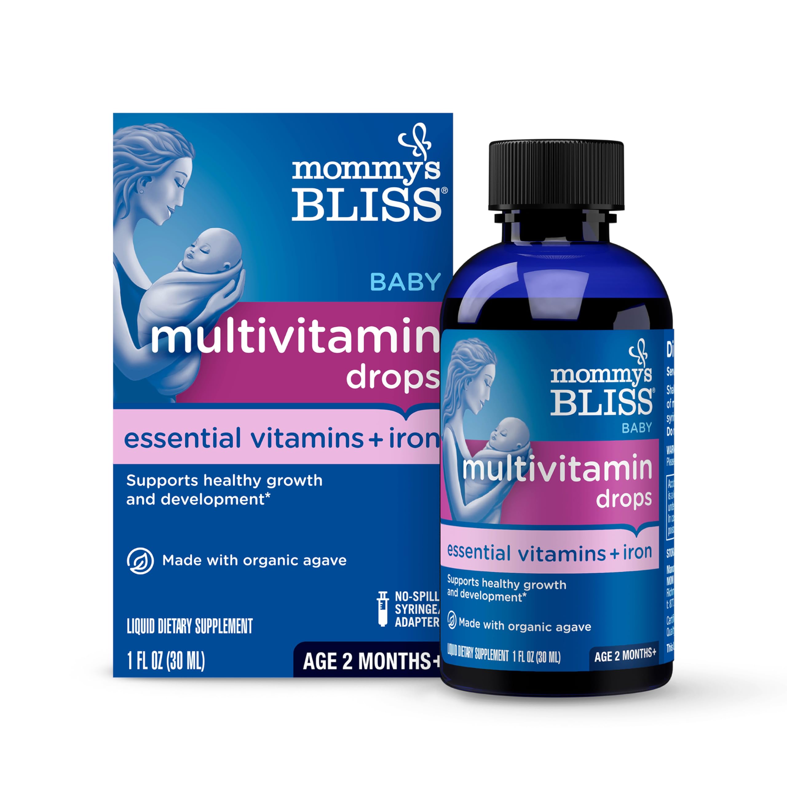 Mommy's Bliss Baby Multivitamin + Iron, Daily Essential Baby Vitamins for Immune Support, Healthy Growth & Bone Development, Age 2 Months+, 30 ml