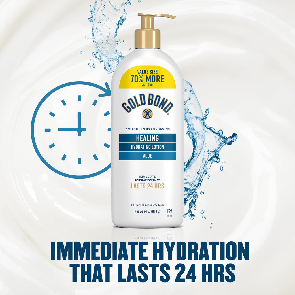 Gold Bond Healing Hydrating Lotion With Aloe Moisturizes, Heals & Smooths Dry Skin, Delivers Immediate 24-Hour Hydration, Value Size, 24 oz.
