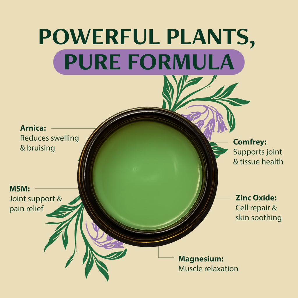Wild Healing Comfrey Salve – Concentrated Herbal Balm with Arnica, Magnesium & MSM – Soothing Botanical Cream for Joints, Muscles & Dry Skin – 4.23 oz Wild Healing Au supplements