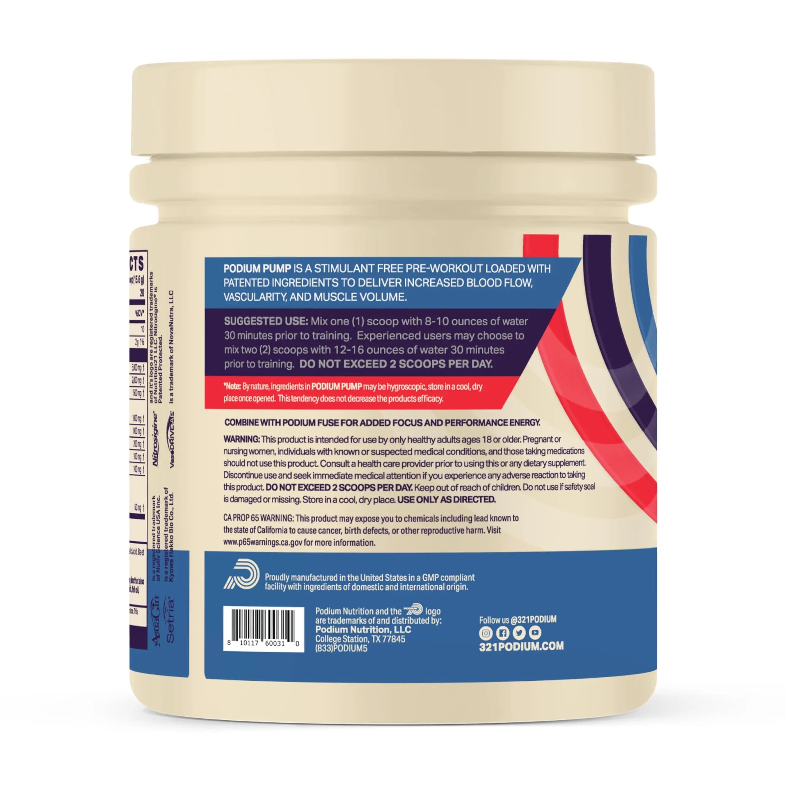 Podium Nutriton, Pump, Stimulant Free Pre-Workout, 40 Servings (Watermelon Mint) Podium Nutrition Au supplements