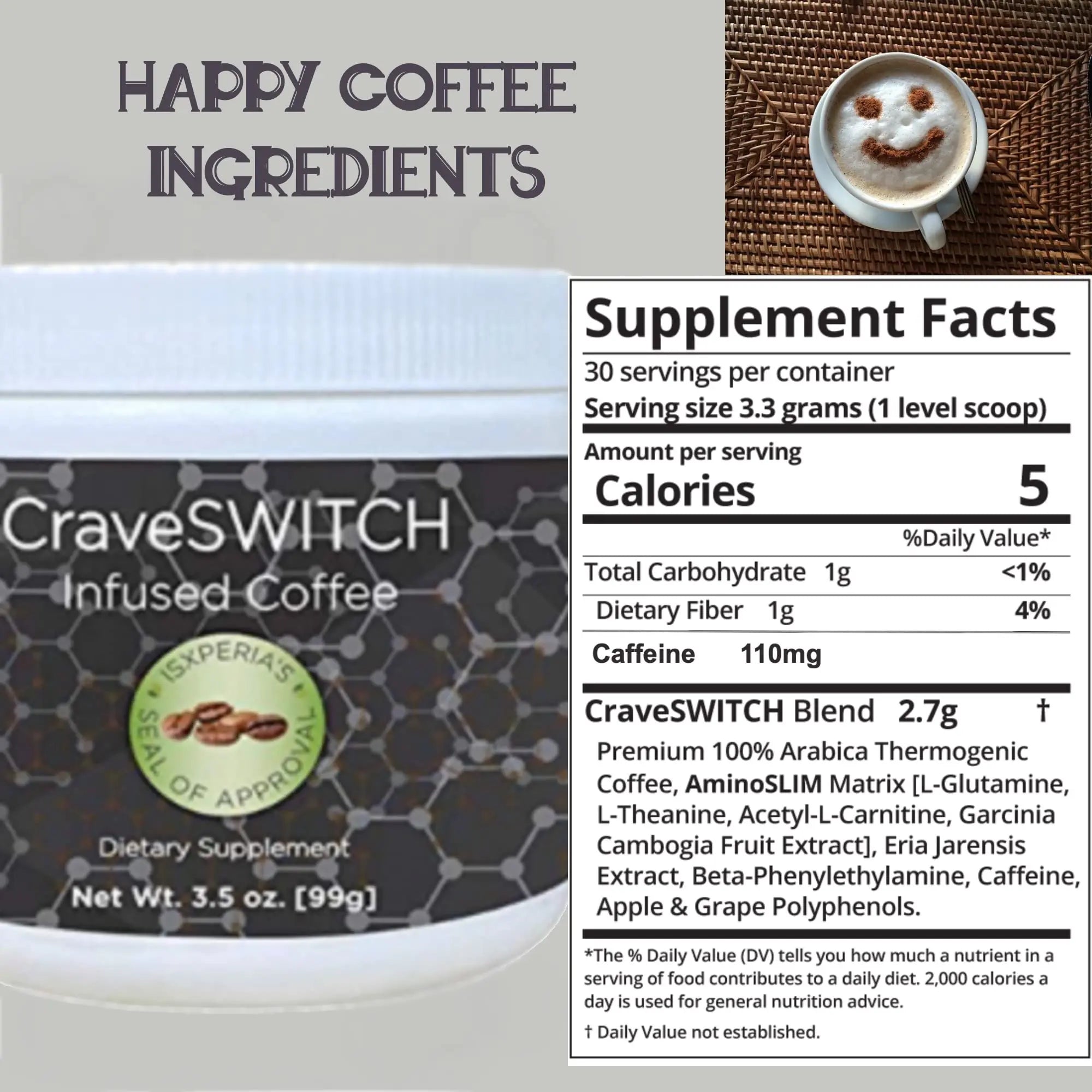 isXperia CraveSWITCH Bold Coffee - Colombian Arabica Coffee with Antioxidants isXperia Au supplements