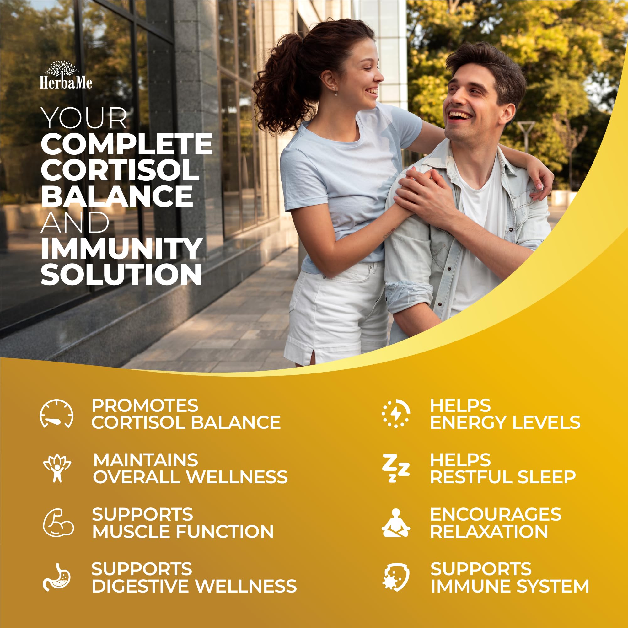 Cortisol Balance and Immune Support Supplement with Ashwagandha, Irish Sea Moss, Black Seed, Vitamin D and Magnesium Complex | Mood Enhancer | Immunity Booster | Stress Relief Pills | 90 Capsules HerbaMe Au supplements