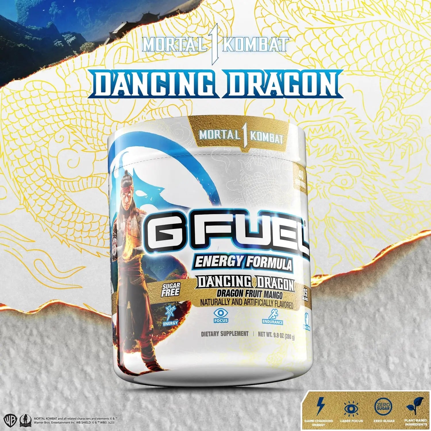 G fuel Mortal Kombat Dancing Dragon Energy Powder, Sugar Free, Clean Caffeine Focus G fuel Au supplements