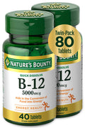 Vitamin B12 by Nature's Bounty, Quick Dissolve Vitamin Supplement, Supports Energy Metabolism and Nervous System Health, 5000mcg