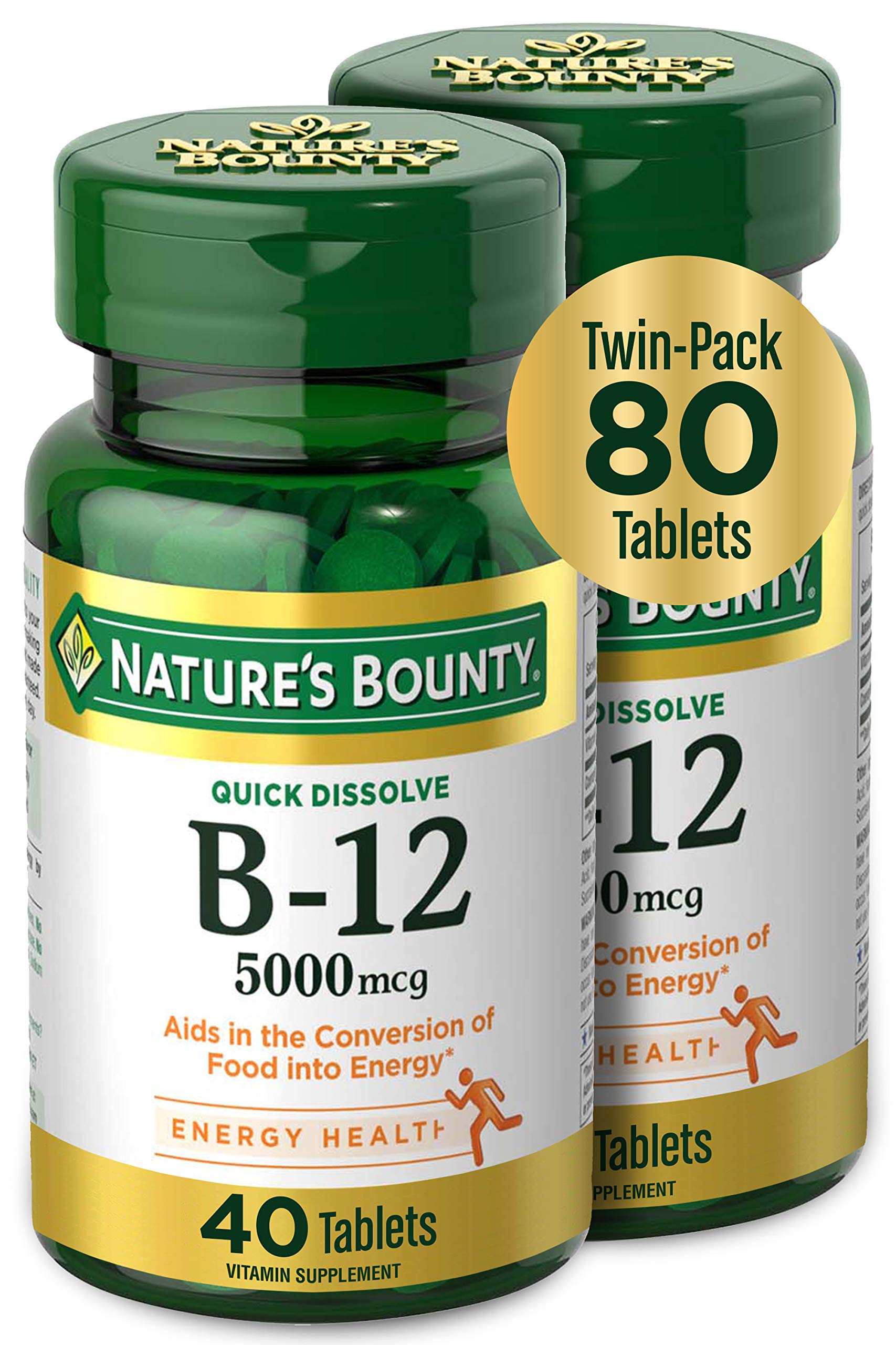 Vitamin B12 by Nature's Bounty, Quick Dissolve Vitamin Supplement, Supports Energy Metabolism and Nervous System Health, 5000mcg