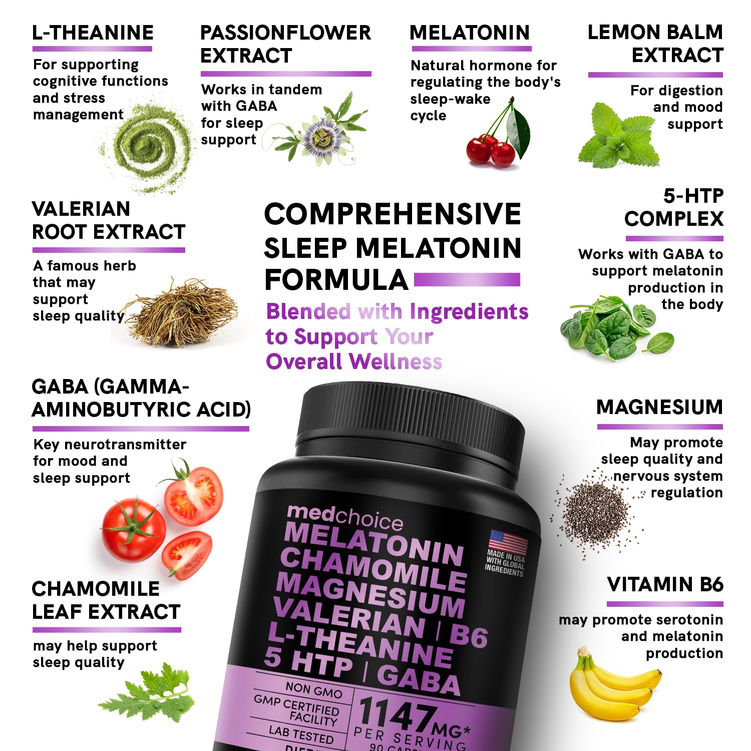 10-in-1 Melatonin Capsules - Melatonin 5mg Natural Sleep Aid for Adults MEDCHOICE Au supplements