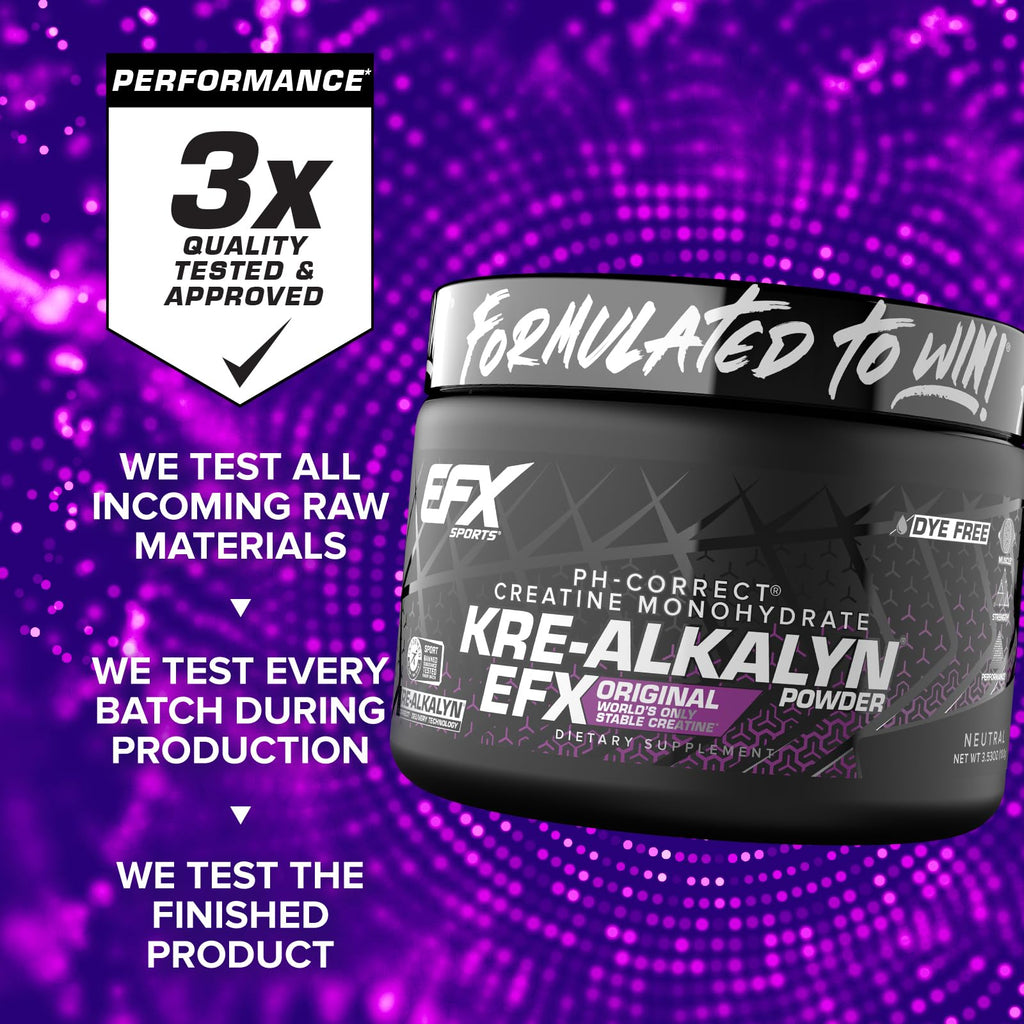EFX Sports Kre-Alkalyn EFX Powder | pH Correct Creatine Monohydrate Powder Supplement | Strength, Muscle Growth & Performance | 66 Servings (Unflavored) EFX Sports Au supplements