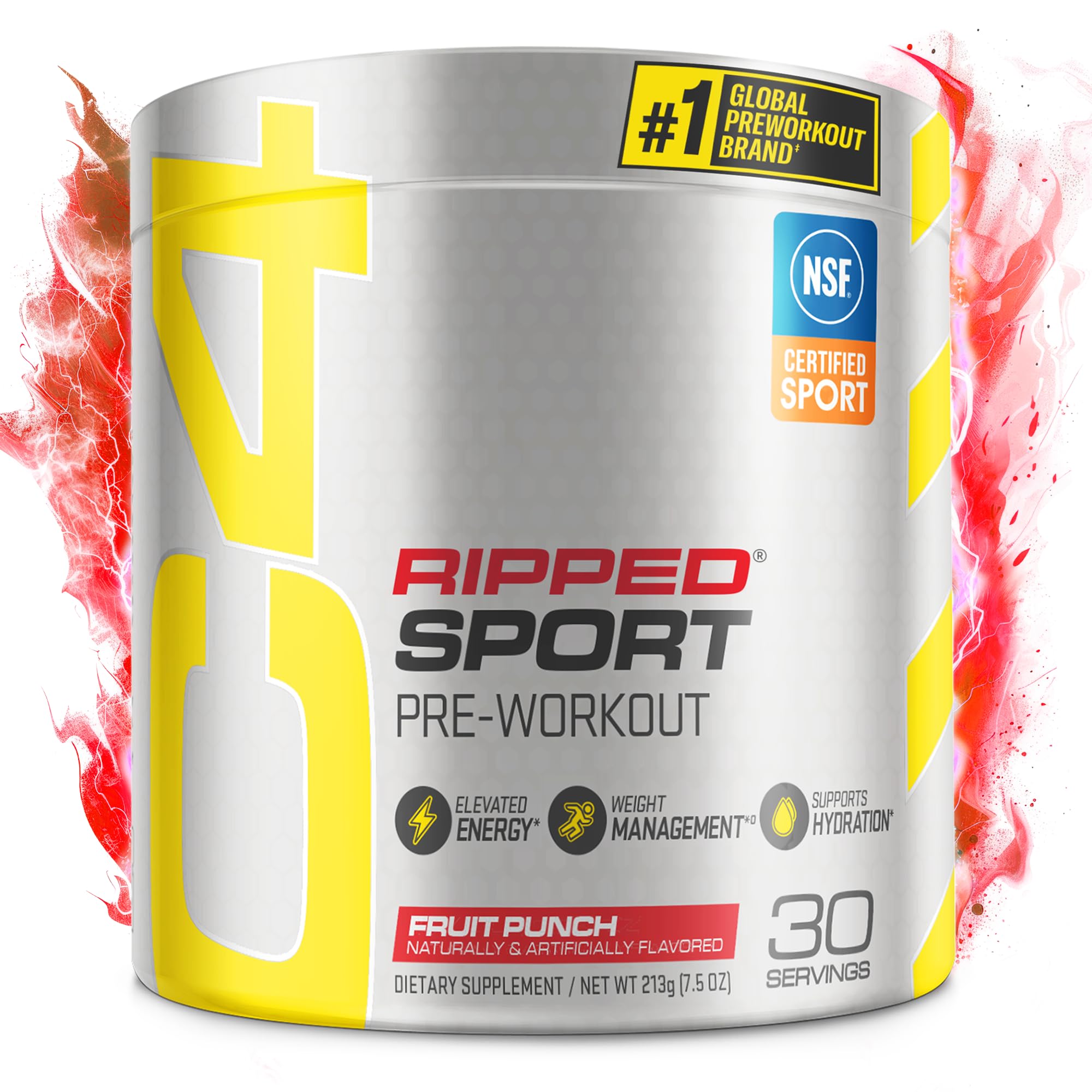 C4 Ripped Sport Pre Workout Powder Fruit Punch - NSF Certified for Sport + Zero Sugar Preworkout Energy Supplement for Men & Women - 135mg Caffeine