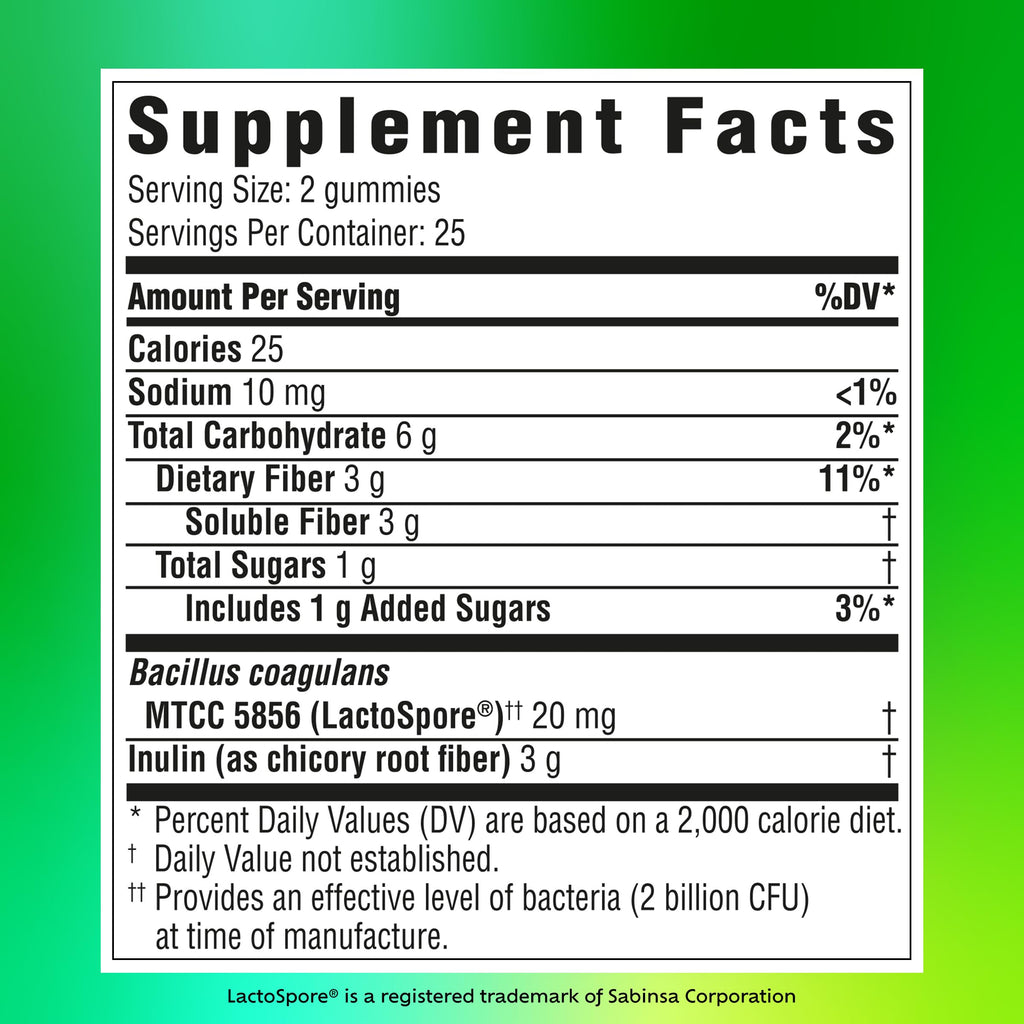 Benefiber Prebiotic  Friendly Fiber Supplement Gummies with Probiotics for Digestive Health, Assorted Fruit Flavors - 50 Count