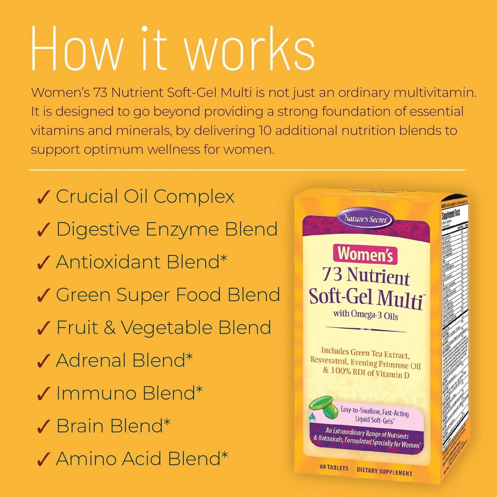 Nature's Secret Women’s 73-Nutrient Soft-Gel Multi – 60 Liquid Soft-Gels – Complete Female Wellness Support - 2 Pack Nature's Secret Au supplements