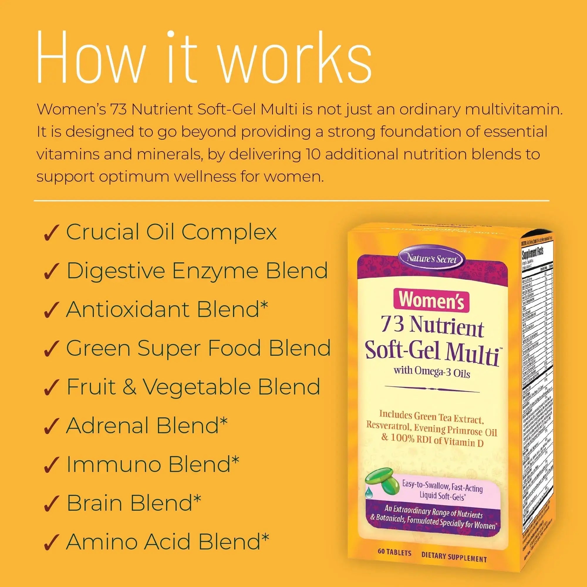 Nature's Secret Women’s 73-Nutrient Soft-Gel Multi – 60 Liquid Soft-Gels – Complete Female Wellness Support - 2 Pack Nature's Secret Au supplements