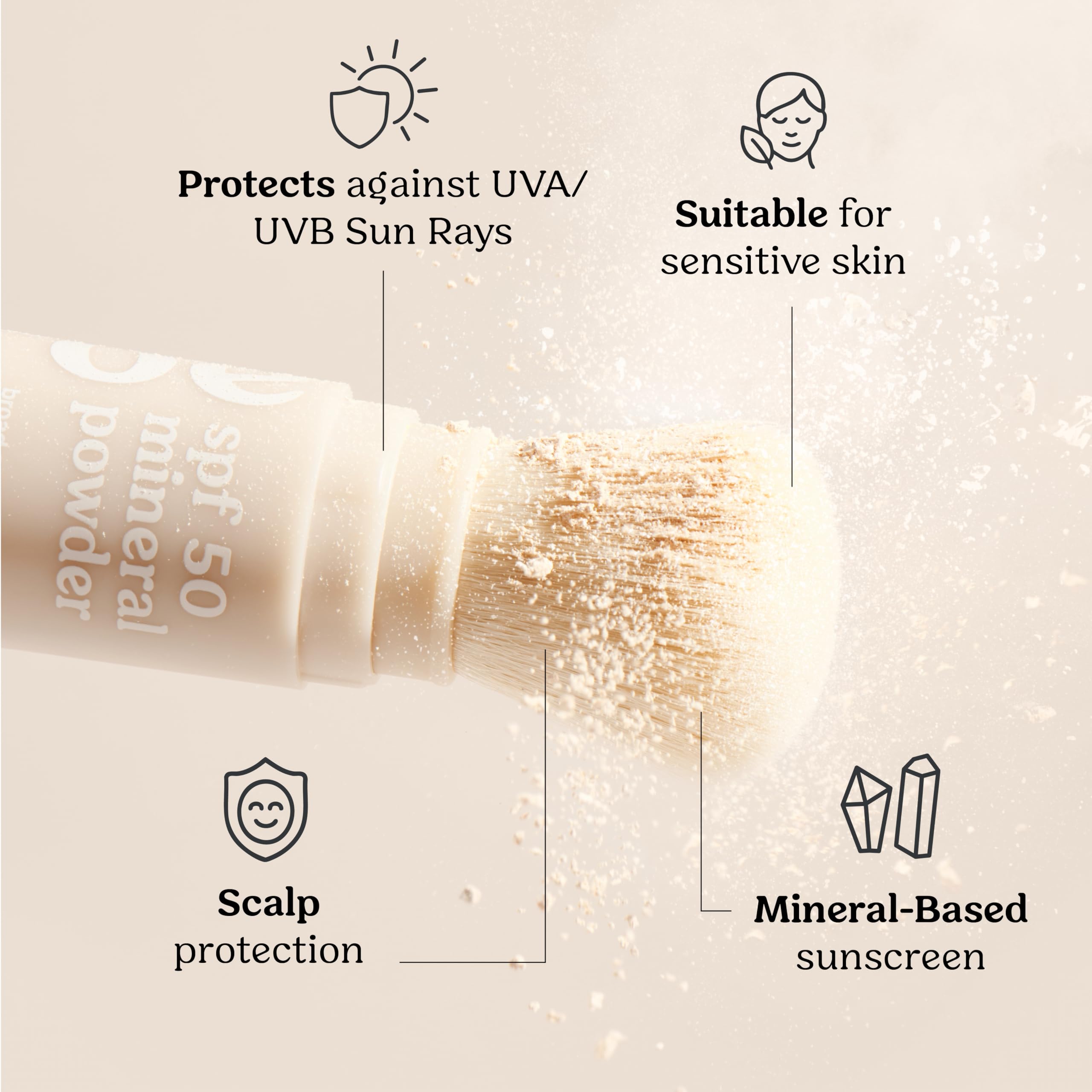 Roe Wellness- Kids SPF 50 Brush On Mineral Sunscreen Powder EWG, Reef-Friendly, Easy to Apply for Kids, Babies & Parents