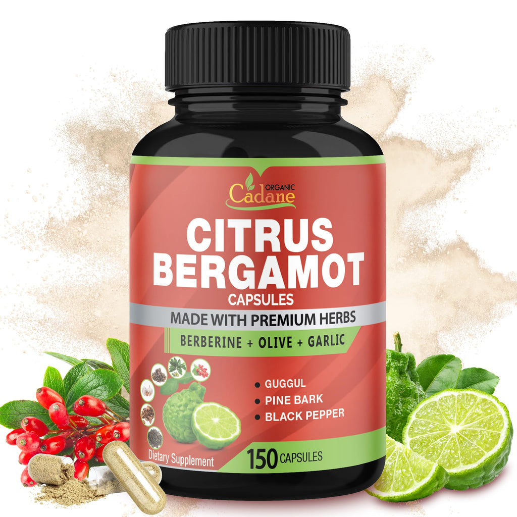 Cadane Citrus Bergamot Supplement Capsules with Berberine, Olive, Guggul, Garlic, Pine Bark, Black Pepper