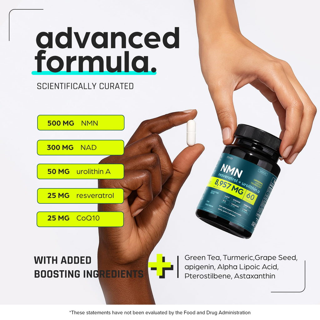 NMN Supplement 8957mg with Real NAD+ Not Just a Booster | Urolithin A, Resveratrol, CoQ10, Alpha Lipoic Acid, Green Tea Extract | Cellular Longevity & Energy Support for Men & Women Thinbi Au supplements