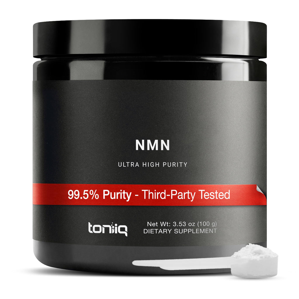 Toniiq Ultra High Purity NMN Powder - 100 Grams - 99.5% Highly Purified and Highly Bioavailable - Fully Stabilized Formula - Supports NAD+ Levels - Nicotinamide Mononucleotide Powder Supplement Toniiq Au supplements